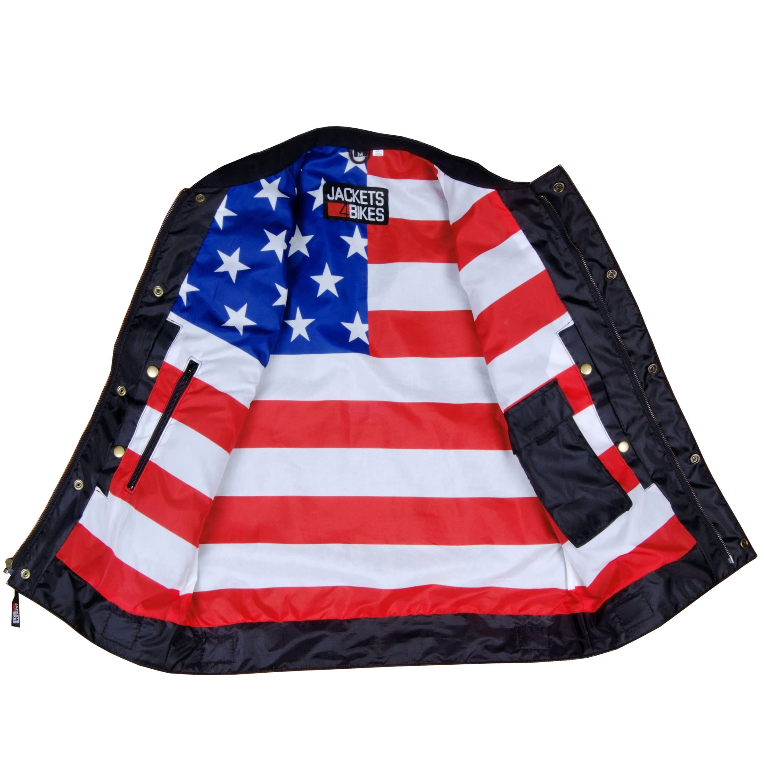 Soa Men 'S Premium Leather Motorcycle Vest With Biker Club Concealed Carry Gun Pockets W/Armor Us Flag Xl
