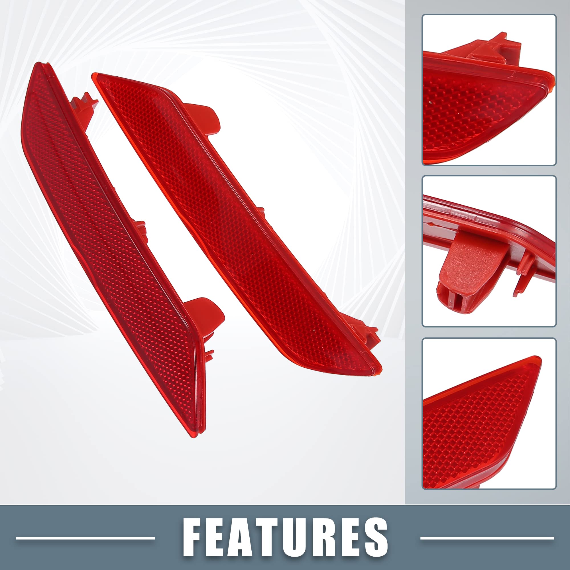 A Absopro Rear Bumper Reflector Light 33505Tr0A51 For Honda Civic 2013-2015 Left Right Side Red 1 Pair