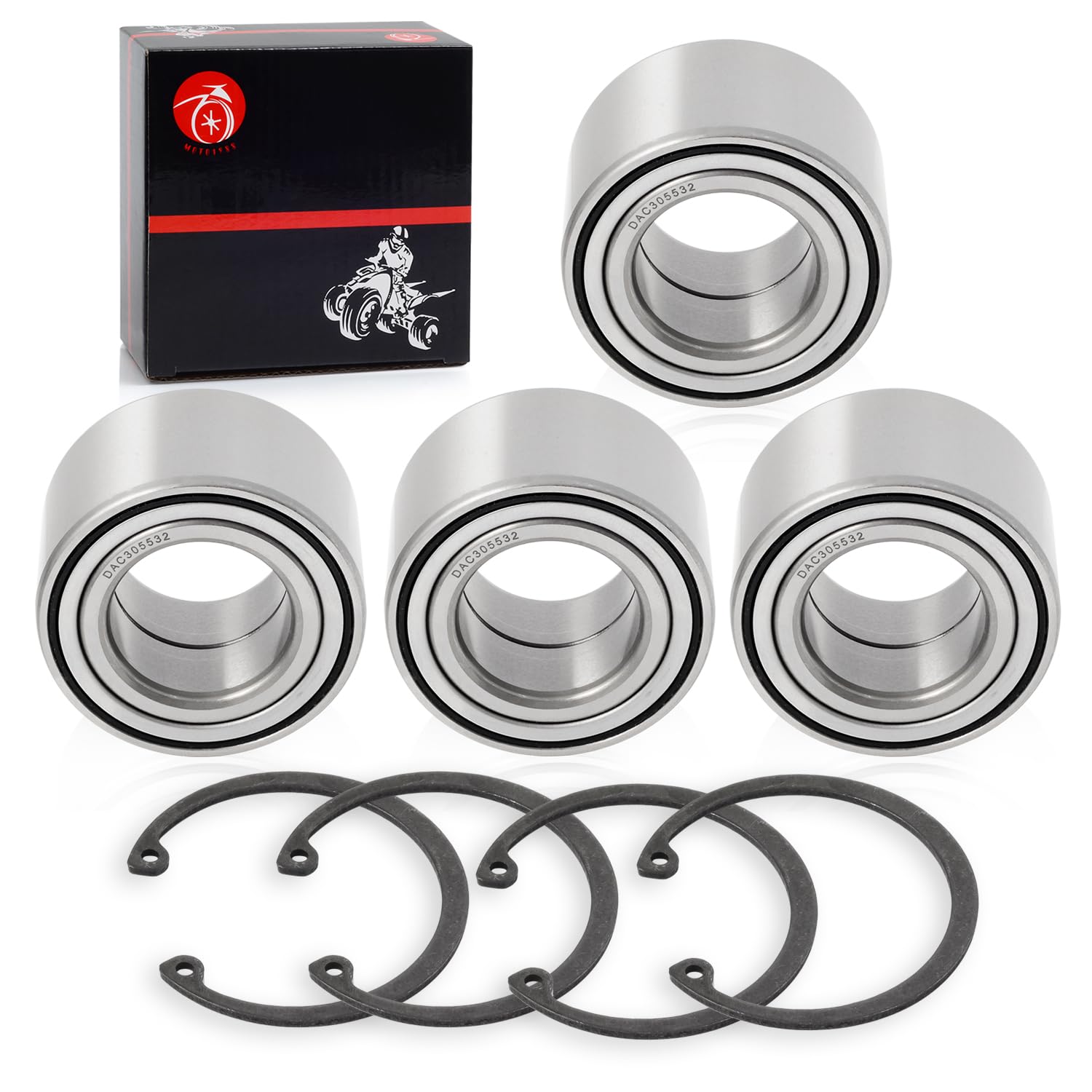 93305-00602-00 Front & Rear Heavy Duty Wheel Bearing 30x55x32mm + CIRCLIP Compatible with YAMAHA GRIZZLY 550 660 700 Kodiak 450 