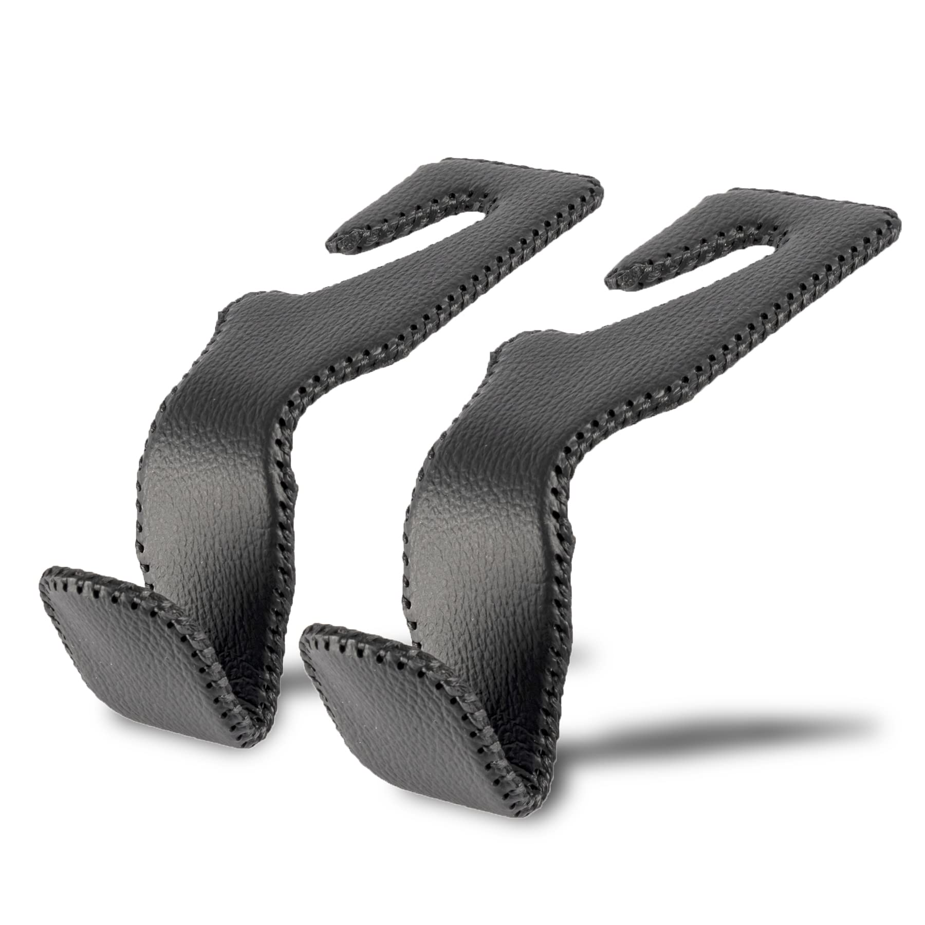 Livtee Black Superior Leather Car Seat Back Headrest Hooks, Auto Seat Hook Hangers Interior Accessories For Purse Coats Umbrella