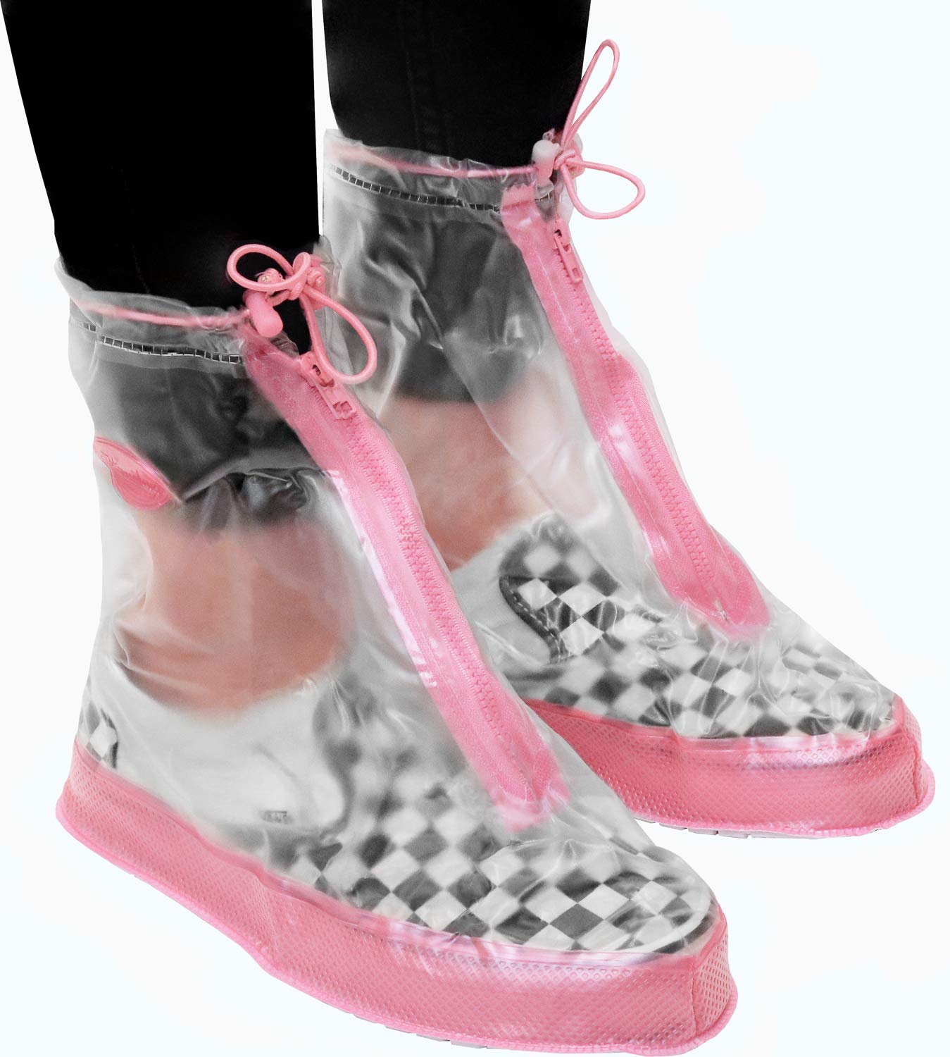 Galashield Rain Shoe Covers | Waterproof Overshoes for Men & Women | Clear/Pink, Small, Model KT4012