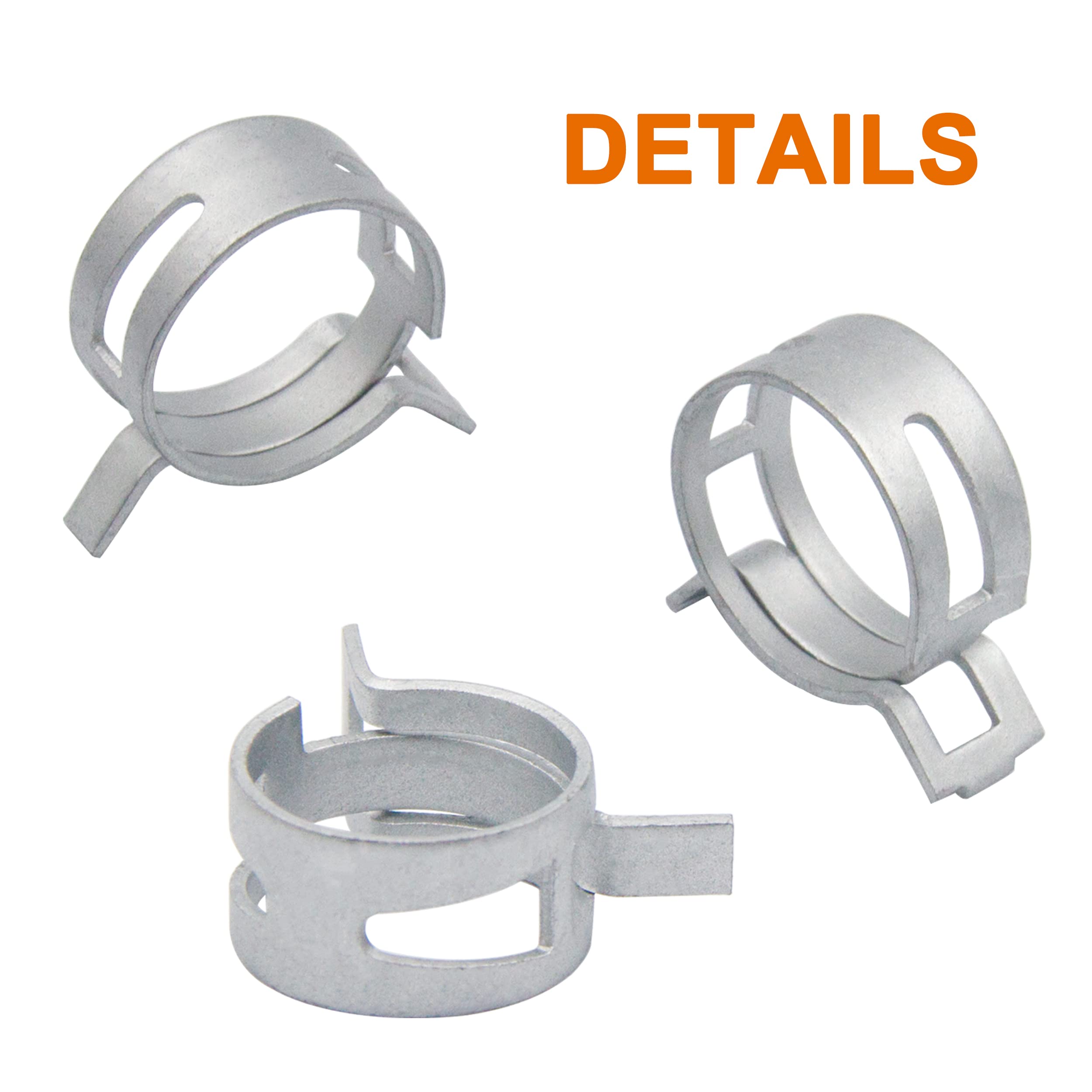 Ispinner 140Pcs 6-25Mm Spring Band Type Fuel Line Silicone Vacuum Hose Pipe Clamp, 12 Sizes Low Pressure Air Clip Clamp