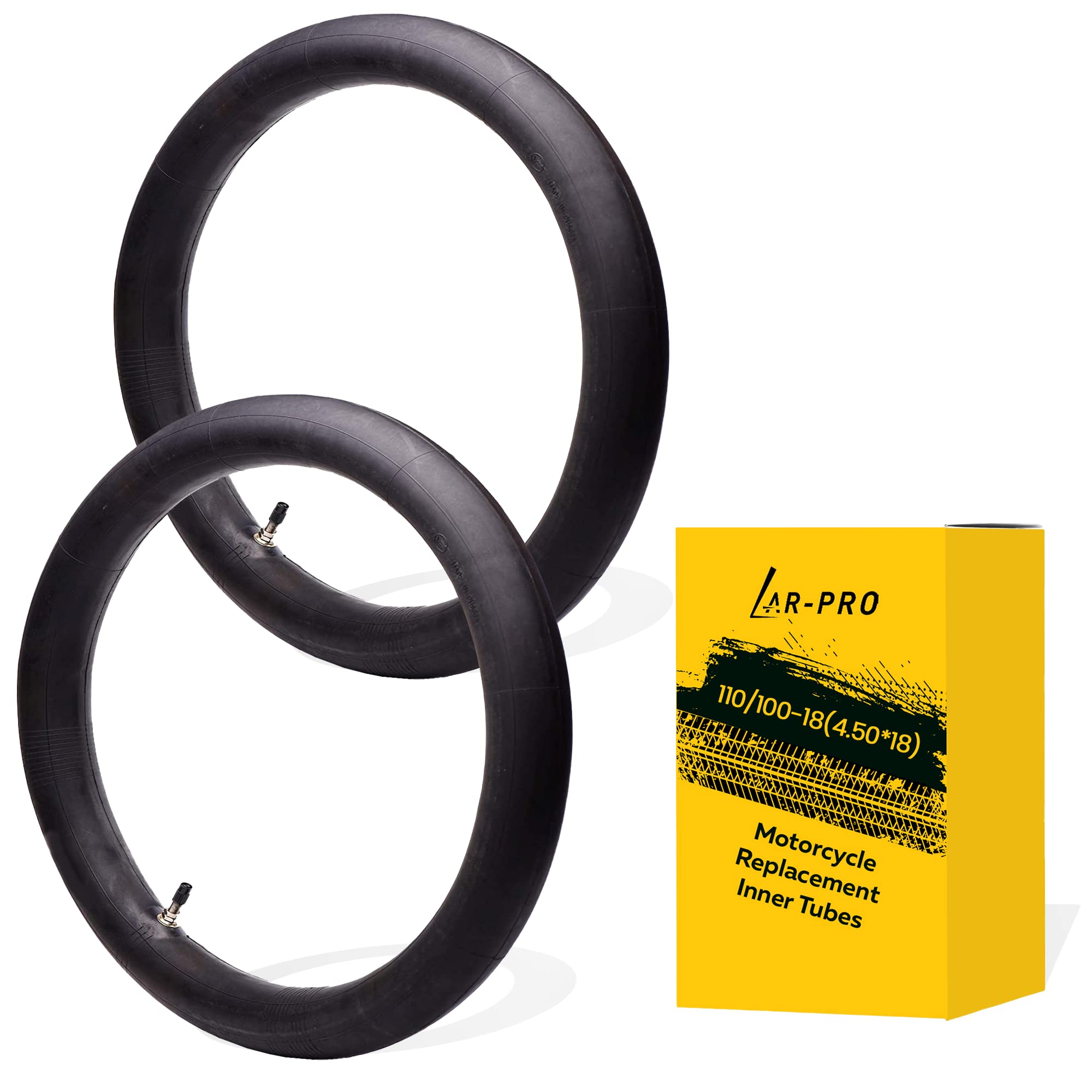 (2-Pack) 110/100-18 (4.50 X 18) Motorcycle Inner Tubes - 18 Inch Dirt Bike Natural Rubber Tubes - Pinch And Puncture-Resistant T