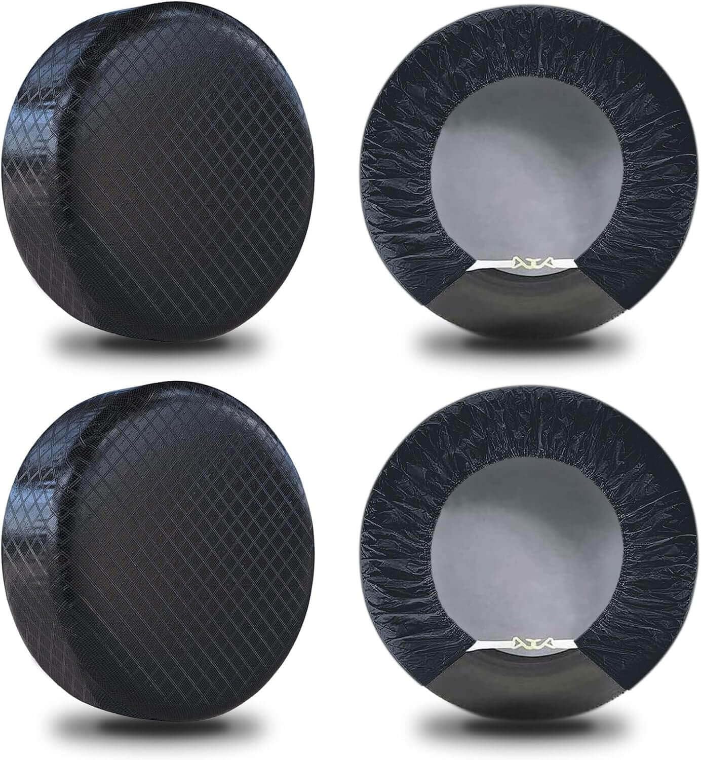 Amfor Set Of 4 Tire Covers,Waterproof Aluminum Film Tire Sun Protectors,Weatherproof Tire Protectors (Black, 19 ''-22 '')