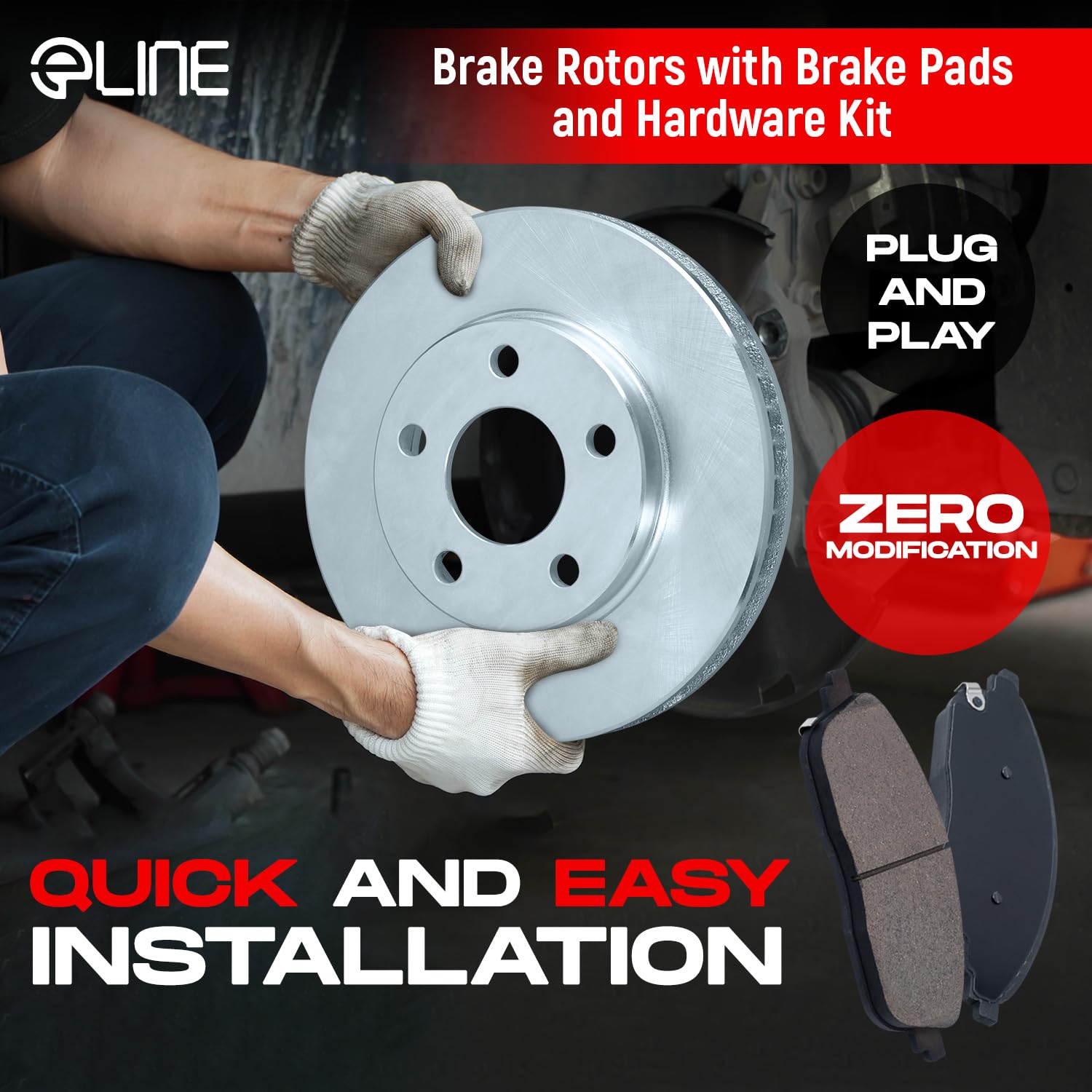 R1 Concepts Front And Rear Brakes And Rotors| Hardware Included| Front And Rear Ceramic Brake Pads And Rotors Kit| Fits 2017-201