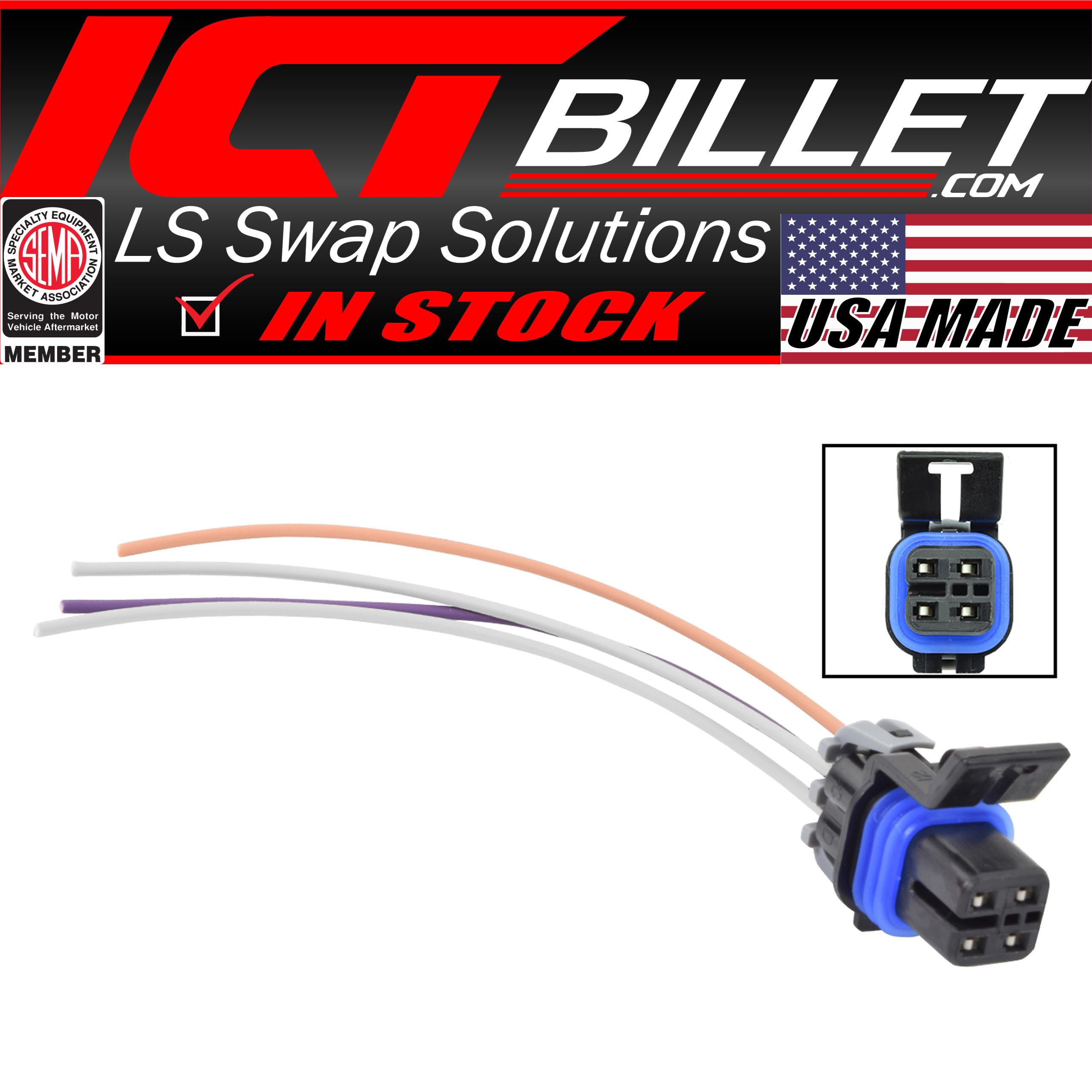 Ict Billet Gm Ls O2 Oxygen Sensor Square Female 1-Keyway Wire Connector Plug Pigtail Wp0Xy34