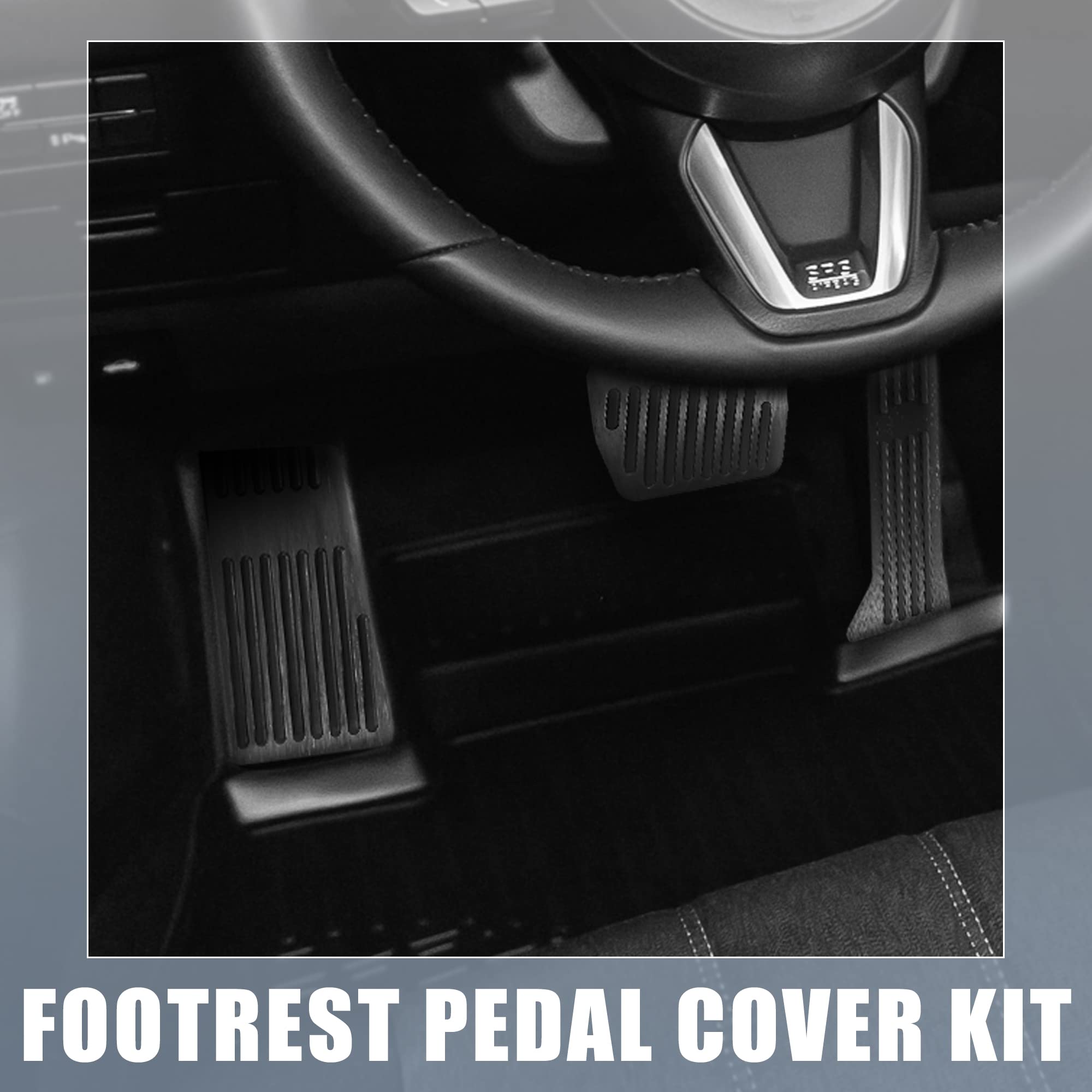 X Autohaux 3 Pcs Anti Slip No Drilling Aluminum Alloy Pedal Covers Foot Pedal Pads For Mazda 2 3 6 Cx-3 Cx-5 Cx-9 Black