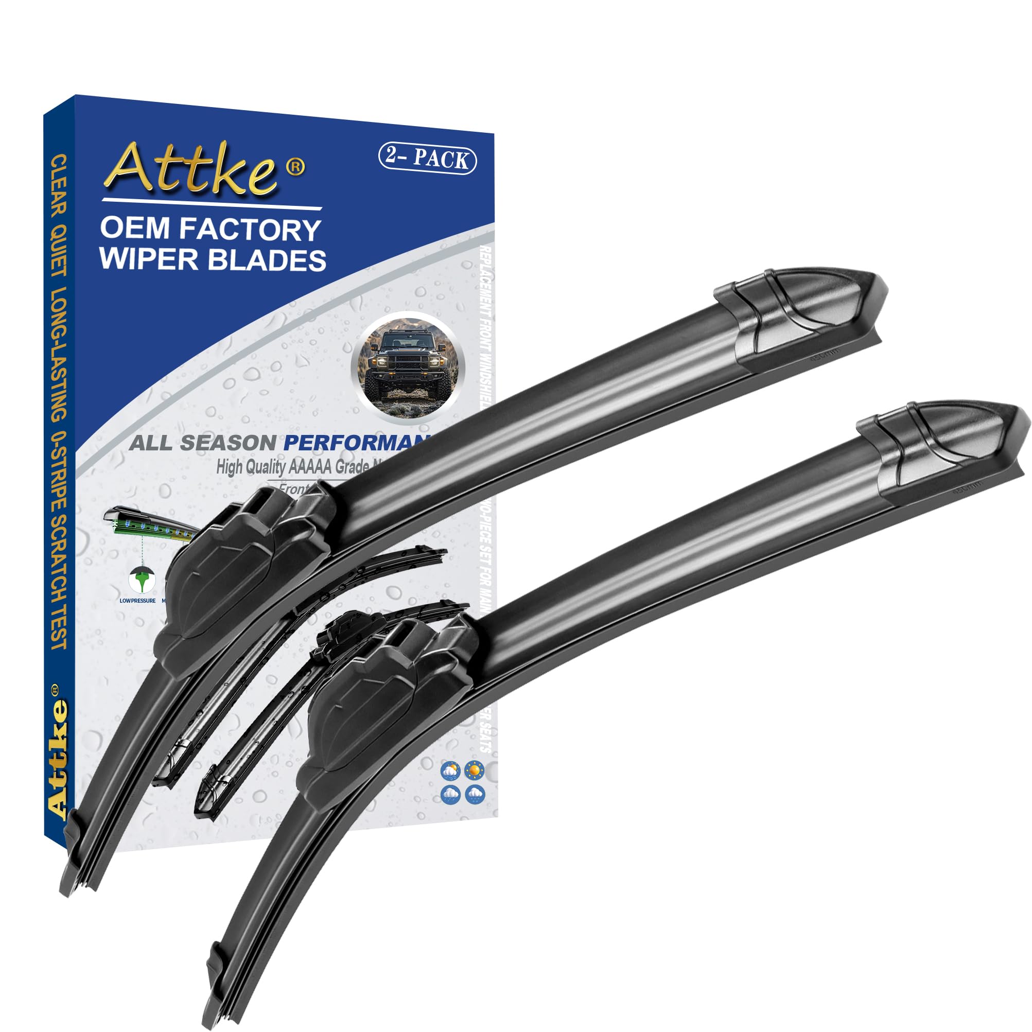 Attke Oem Quality Front Windscreen Wiper Blades For Honda Cr-V 2002-2006/Dodge Dakota 2001-2010/Chrysler Pt Cruiser 2001-2010 (2