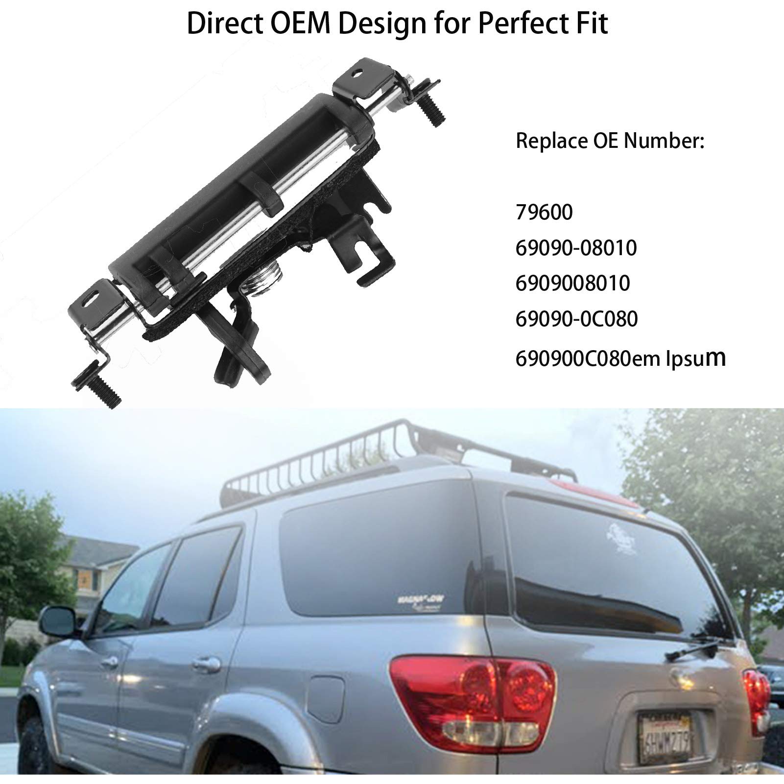 HHCSOP Chrome Tailgate Handle Rear Hatch Latch for 2001-2007 Toyota Sequoia & 1998-2003 Sienna, Replaces OE# 69090-080