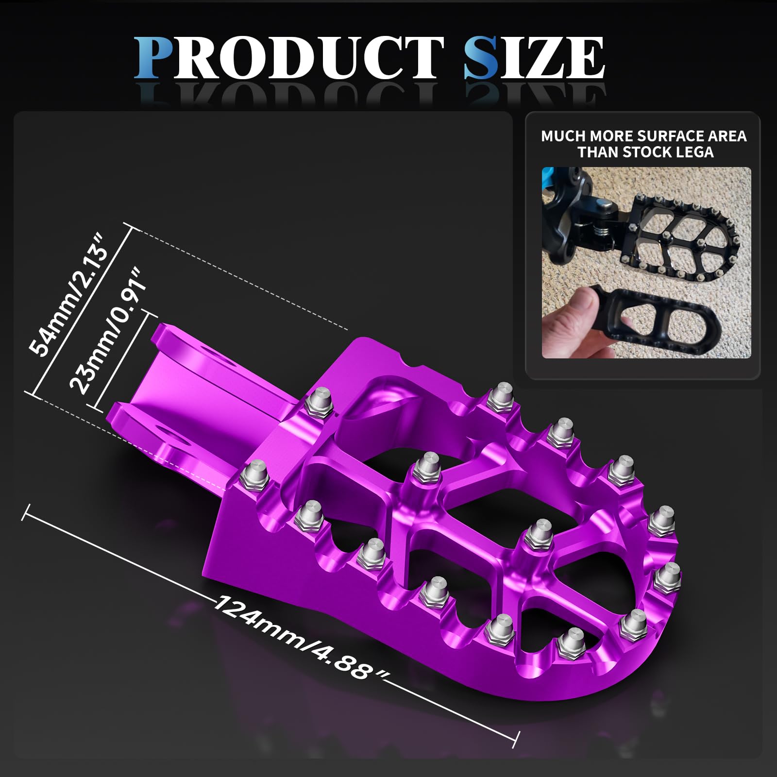 IUVWISN Motorcycle Footpegs CNC Aluminum Wider Foot Pegs for Sur Ron LBX E-Ride Pro SS/SR/S - Purple, Model WX11142013