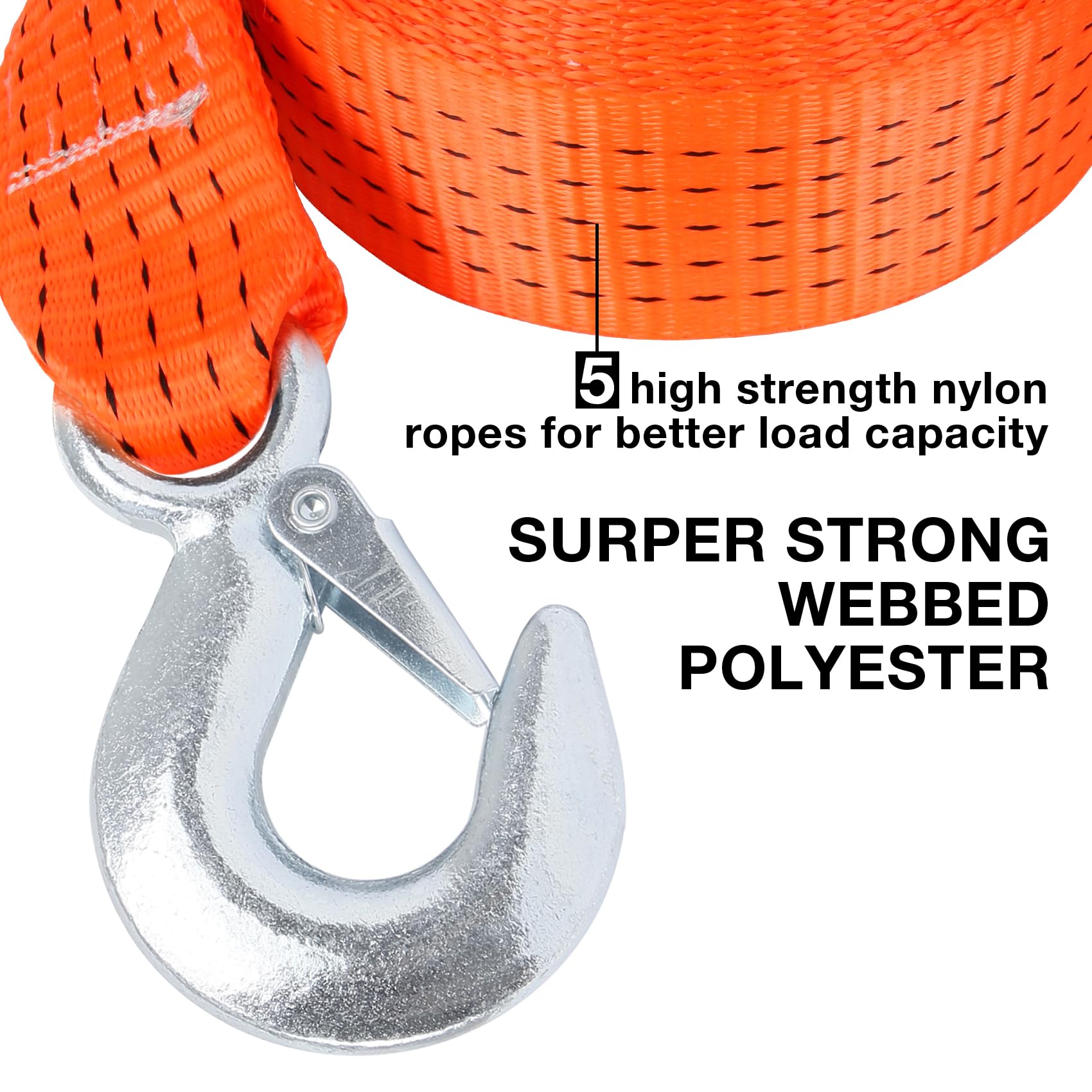 Heavy Duty Tow Straps With Hooks 2 X 20 Ft,20000 Lbs Nylon Kinetic Recovery Rope Kit For Vehicles Trip Acessories,Towing Cable F