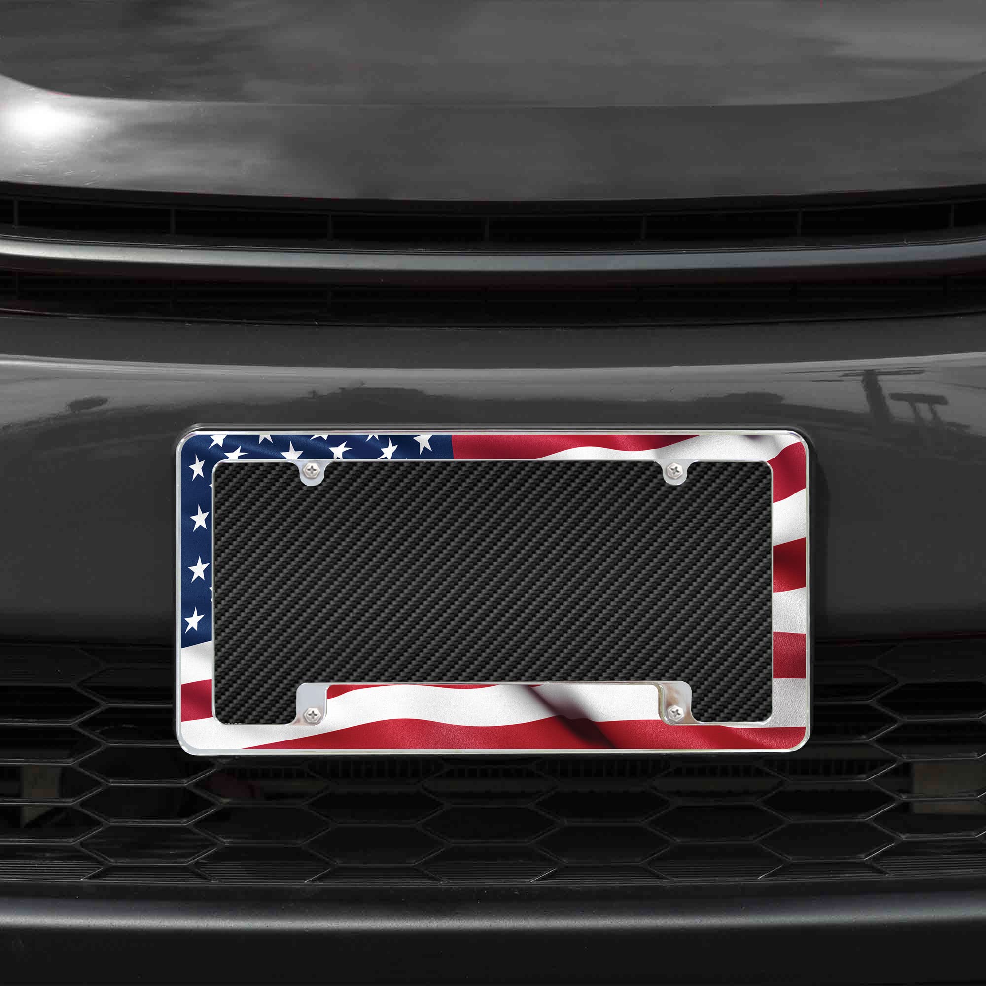Rico Industries USA Flag All Over Automotive License Plate Frame for Car/Truck/SUV (12 x 6)
