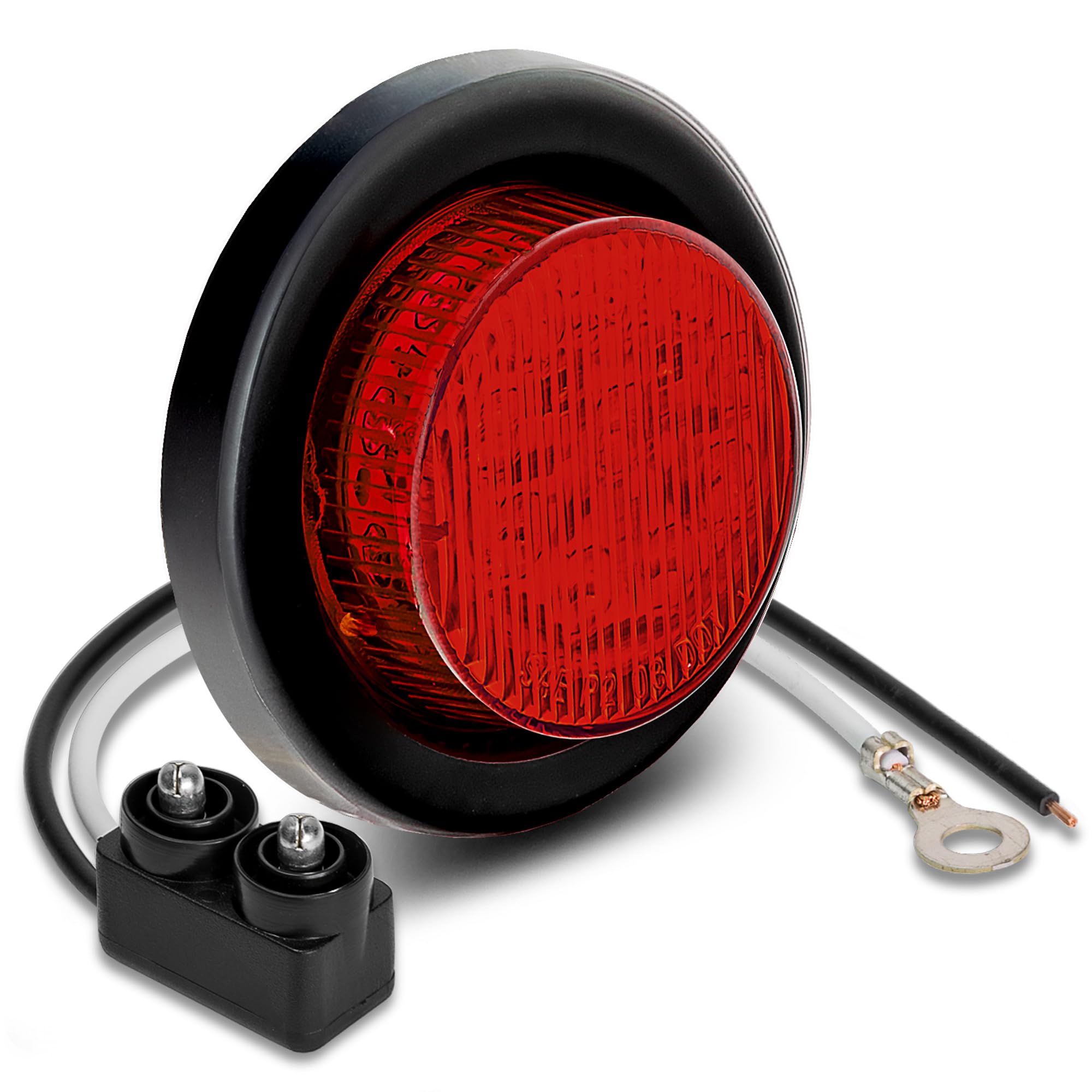 True Mods 2'' 12V Red Round 10 Led Light [2 In 1 Reflector] [Polycarbonate] [D.O.T. Certified] [Grommet & Plugs] [2 Year Warrant