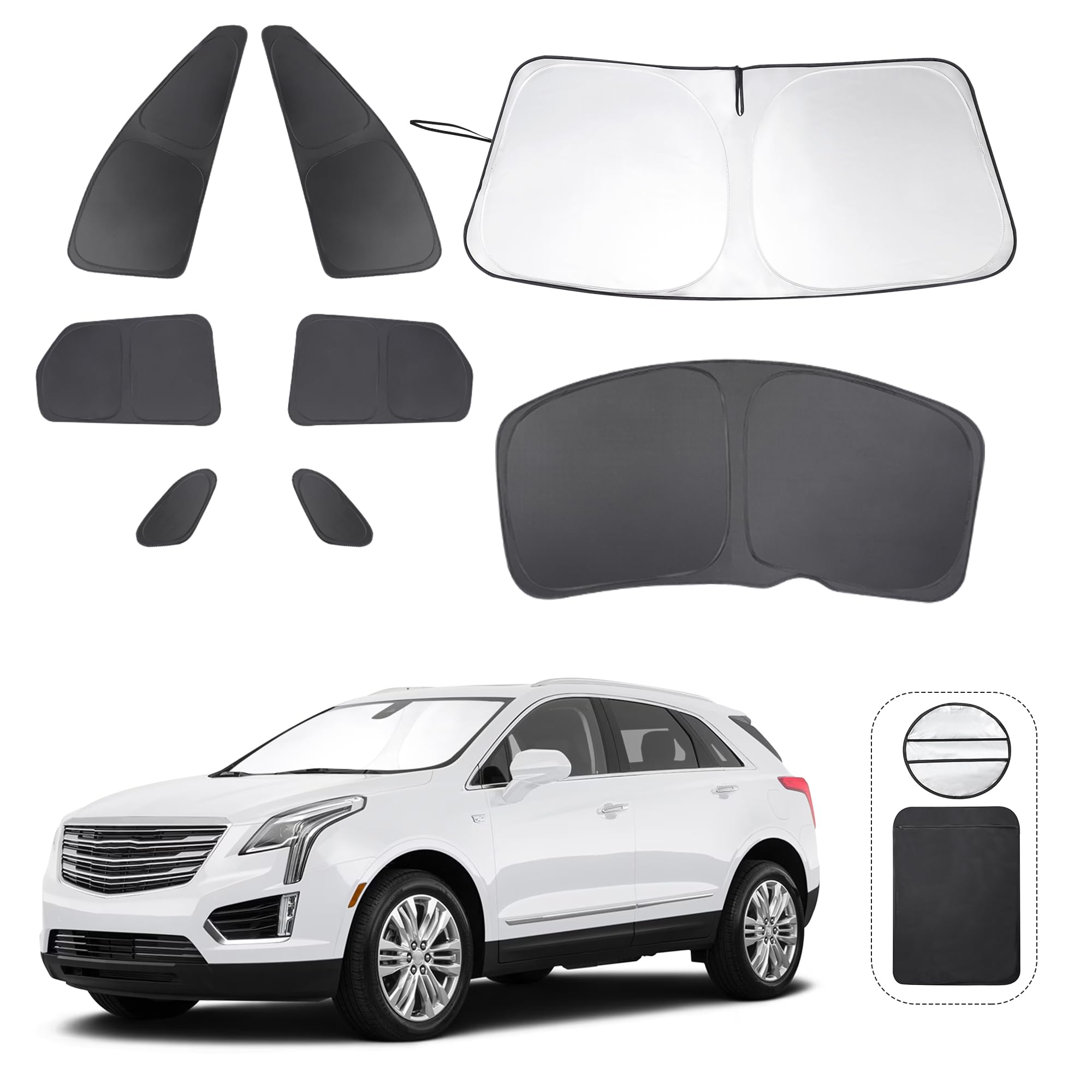 TINGLU Window Shades for Cadillac XT5 2017-2025 Accessories Side Full Windows Cover Camping Rear Triangular Windshield Sun Shade