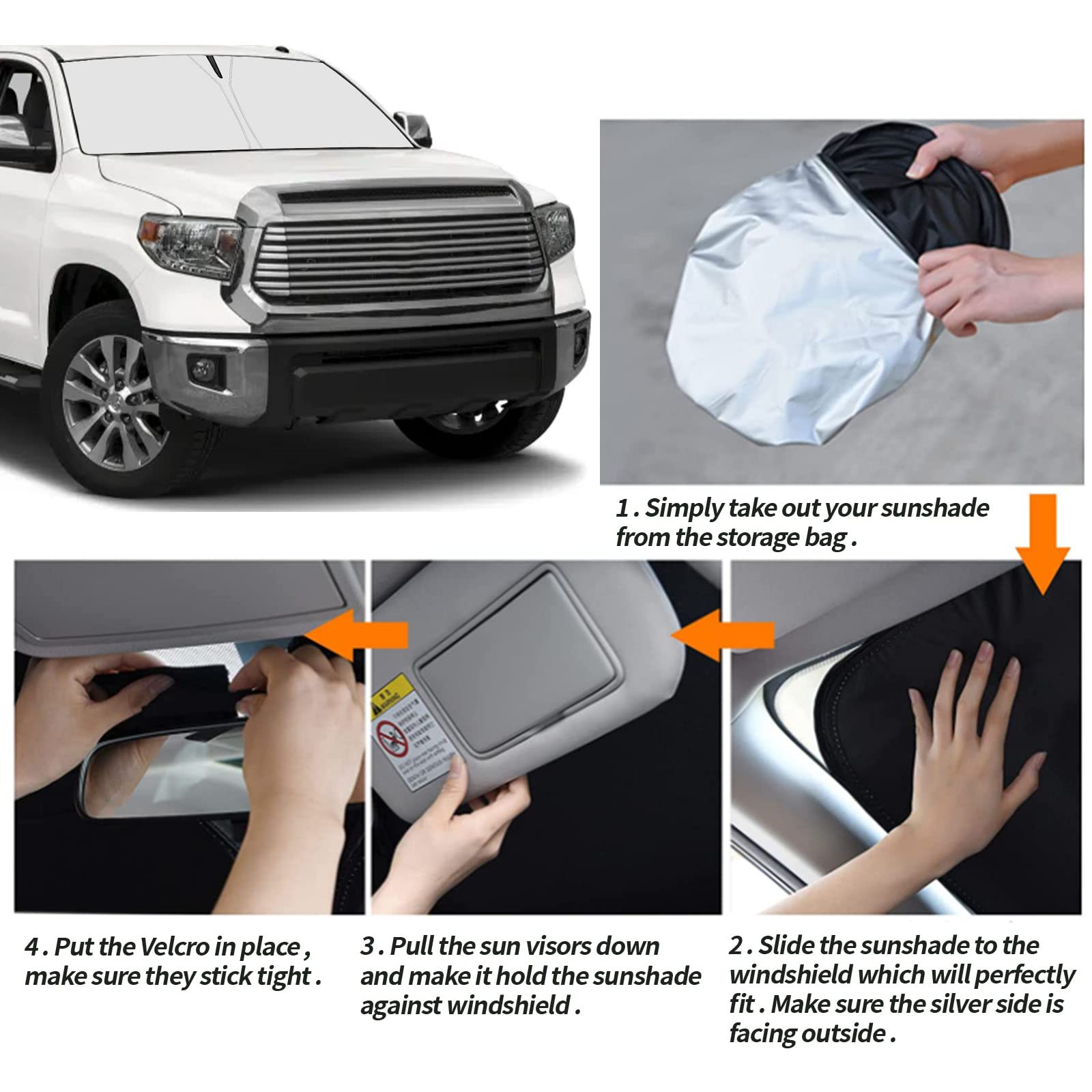 Moricere Upgrade Windshield Sun Shade For Toyota Tundra 2007-2021, Foldable Windshield Sun Visor Blocks Uv Rays