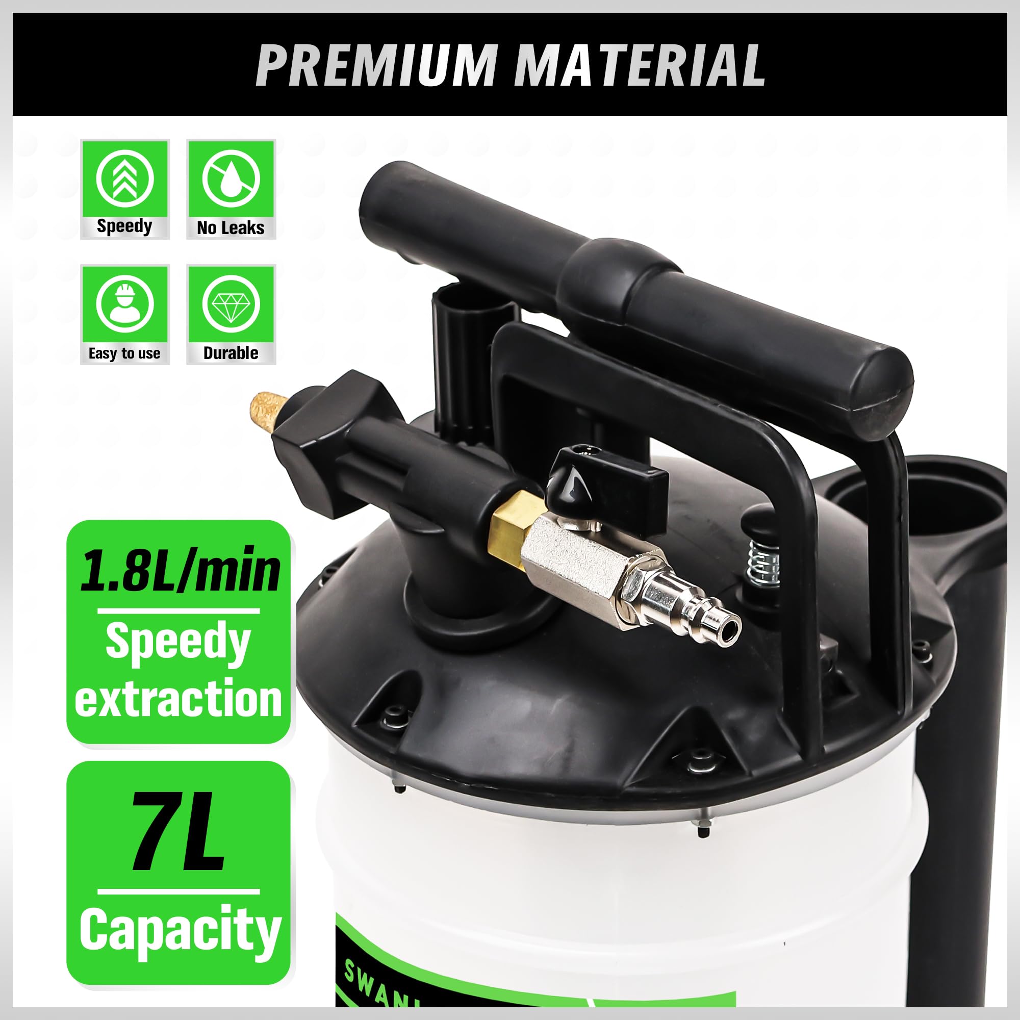 SWANLAKE Oil Changer 6.5L Pneumatic/Manual Fluid Extractor Pump, Model SW-66056