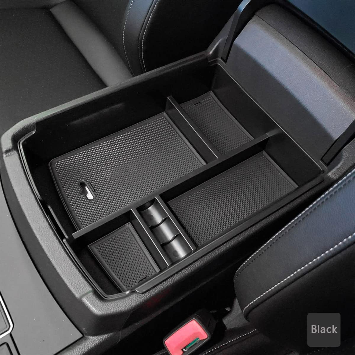 Edbetos Center Console Organizer Tray Compatible With Atlas Accessories 2018 2019 2020 2021 2022 2023 Secondary Armrest Storage Glove Box Divider Abs Black Materials (Black Trim)