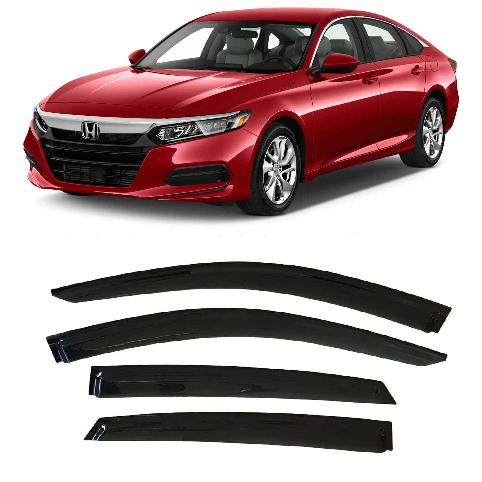 2018-2022 Tape-On Rain Guards For Honda Accord Sedan Side Window Visor Deflectors 10Th Gen Lx Ex-L Sport Touring Durable Vent Sh