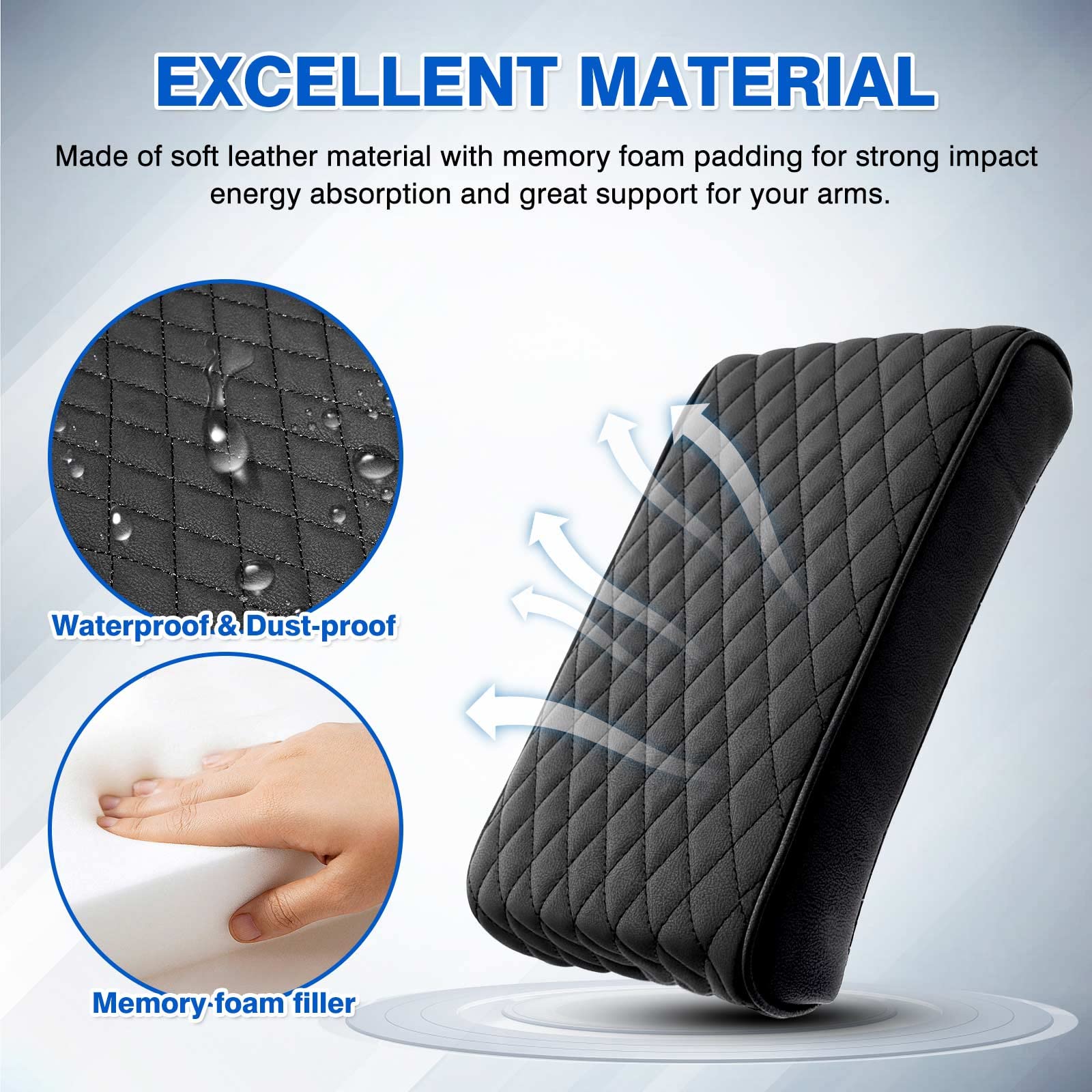 Autorder Center Console Cover for Toyota Sienna 2021-2025, Memory Foam Armrest Cushion, Anti-Scratch Leather, Black