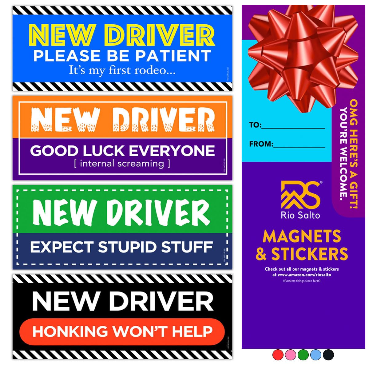 Rio Salto 4-Pack Funny Large New Driver Car Magnet Please Be Patient Magnetic Permit Student Driver Safety Sign Cool Prank Rooki
