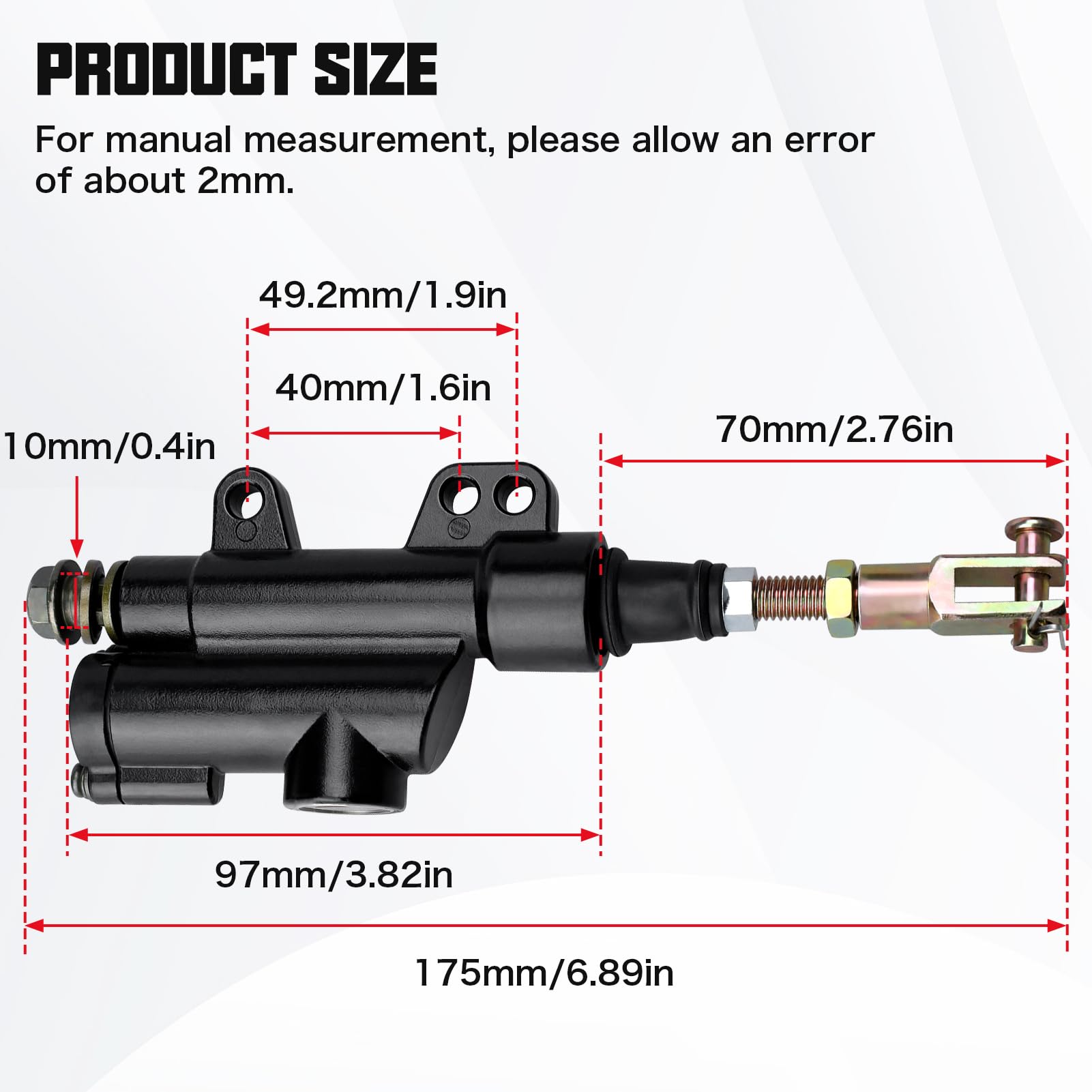 LOCOPOW Rear Brake Master Cylinder for Chinese 50cc 70cc 90cc 110cc 125cc ATV Dirt Pit Bike Quad Taotao Baja BMS Roketa Xpro Apo