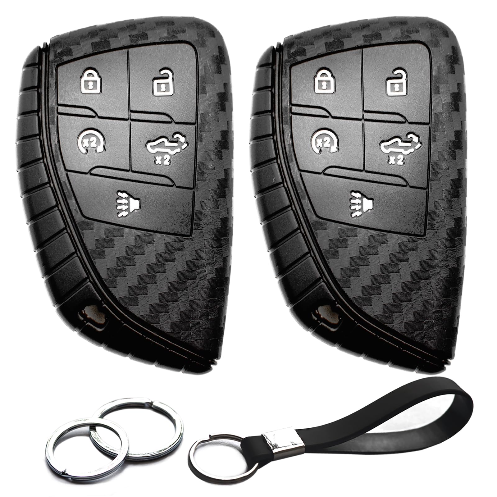 Infipar 2Pcs Compatible With Chevy Gmc Key Fob Cover Case Key Chain Fit For Chevrolet Chevy Silverado 1500 2500 3500 Hd Ev Gmc S