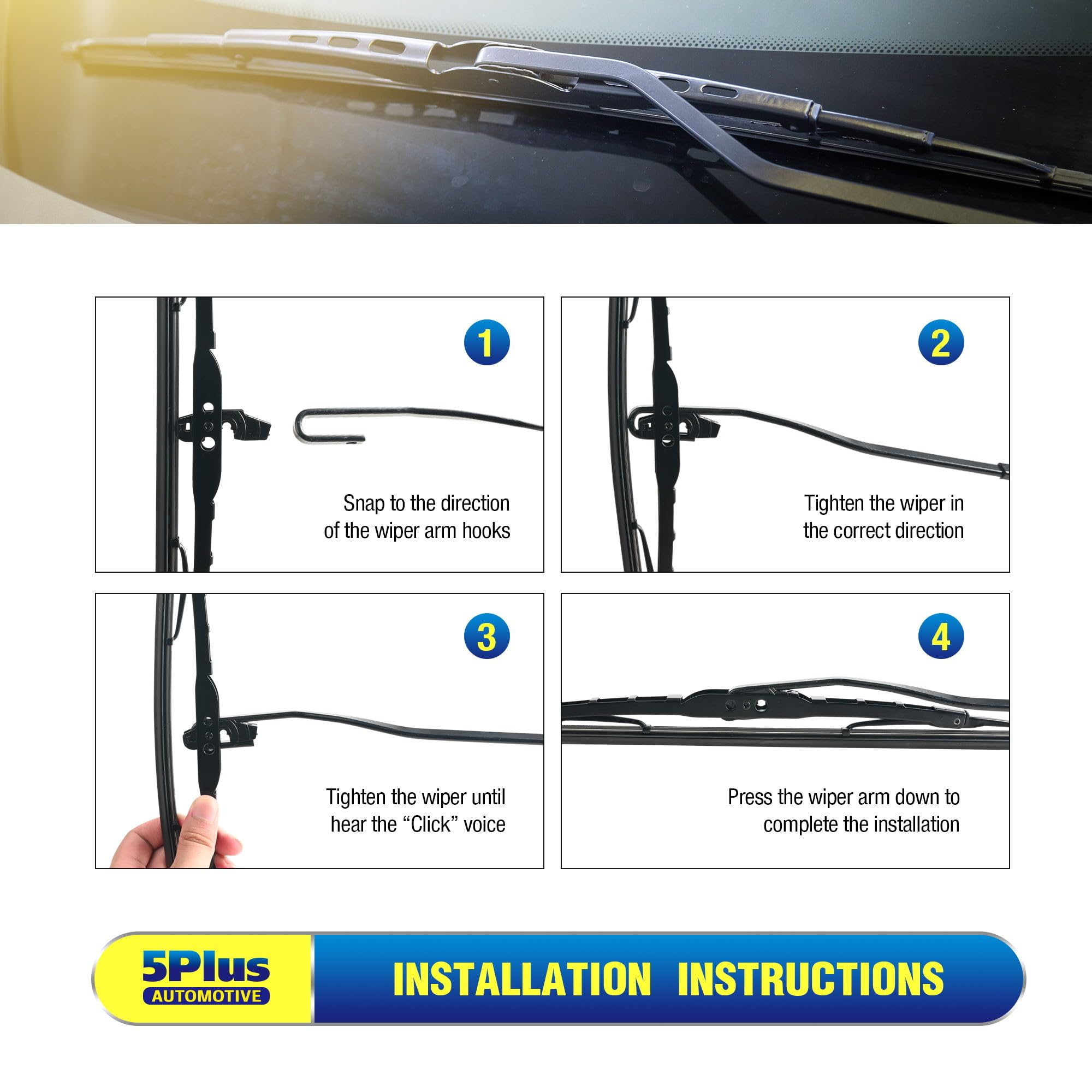5 Plus 22''+22'' Windshield Wipers Replacement For 2010-2018 Ram 1500/2019-2023 Ram 1500 Classic /2011-2024 Ram 2500/2011-2023 R