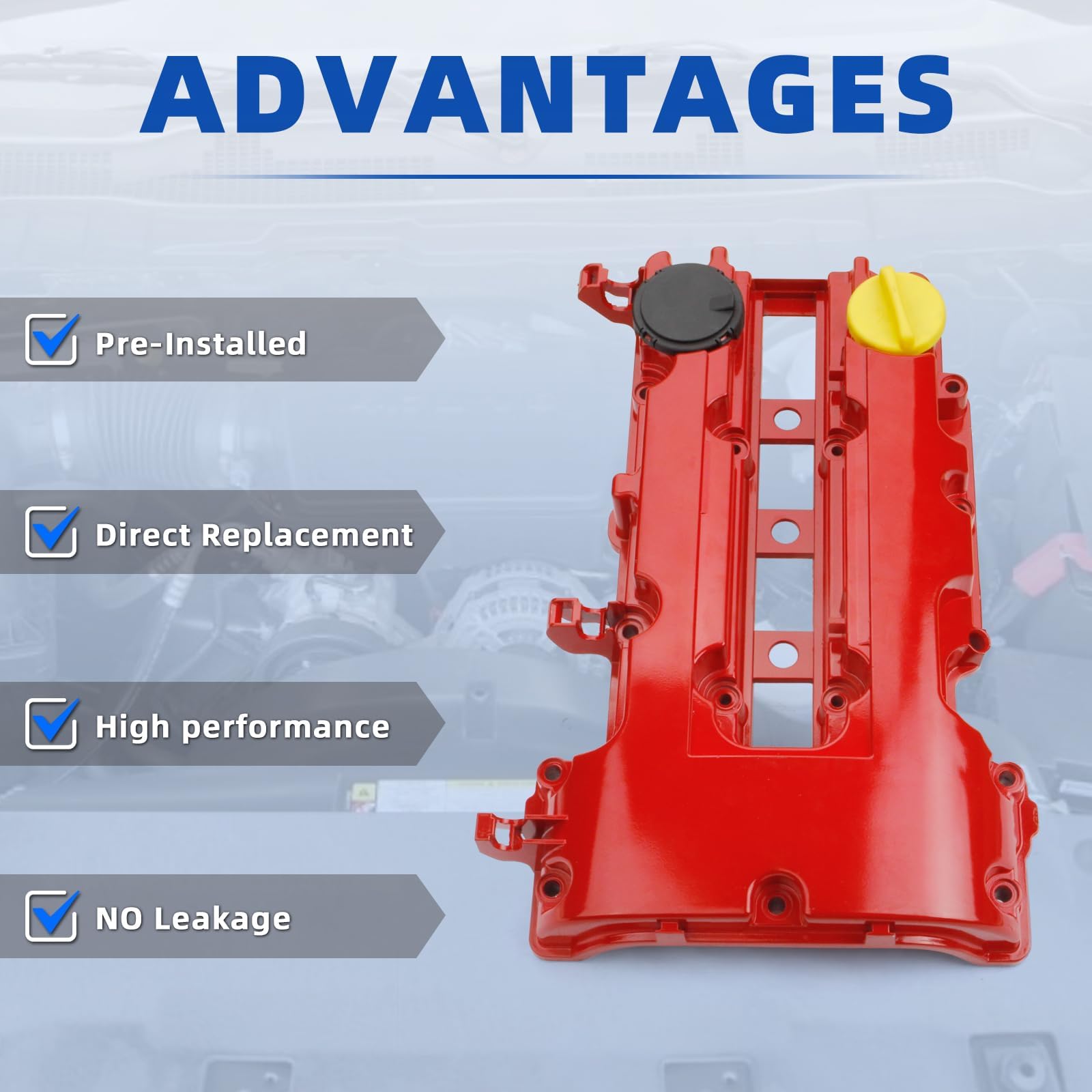 MITZONE Aluminum Valve Cover for Chevrolet Cruze/Sonic/Trax/Volt/Buick Encore/Cadillac ELR 2011-2019, 1.4L Turbo, Red Upgrade Model