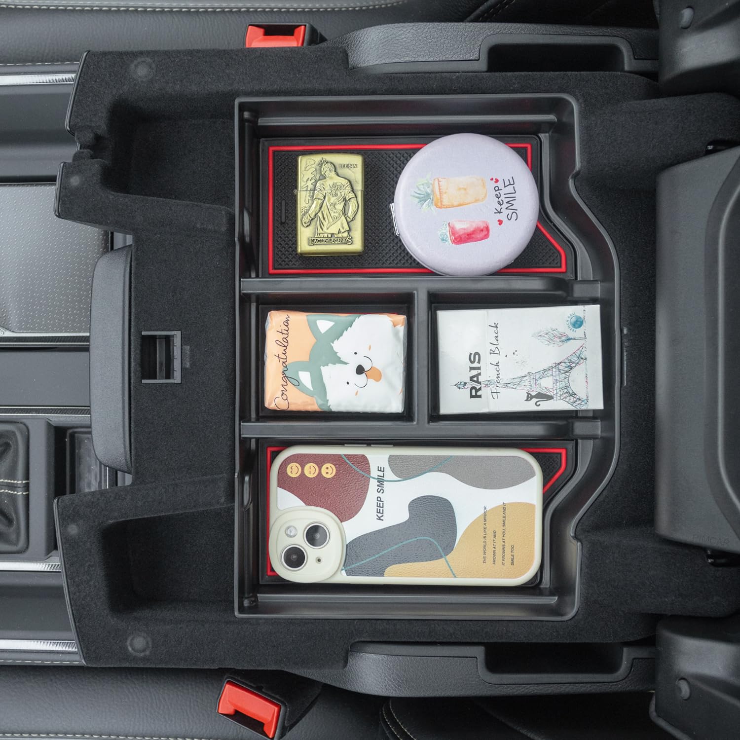 Pimcar Compatible With 2019-2024 2025 Dodge Ram 1500 2500 3500 Center Console Organizer Abs Plastic Material Interior Accessorie