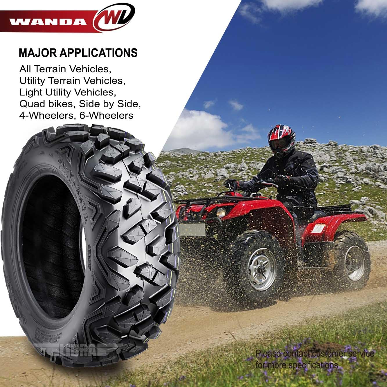 Wanda Utv Atv Tire 24X10-12 24X10X12 255/60-12 6-Ply Bighorn Style,Set 2, 10423