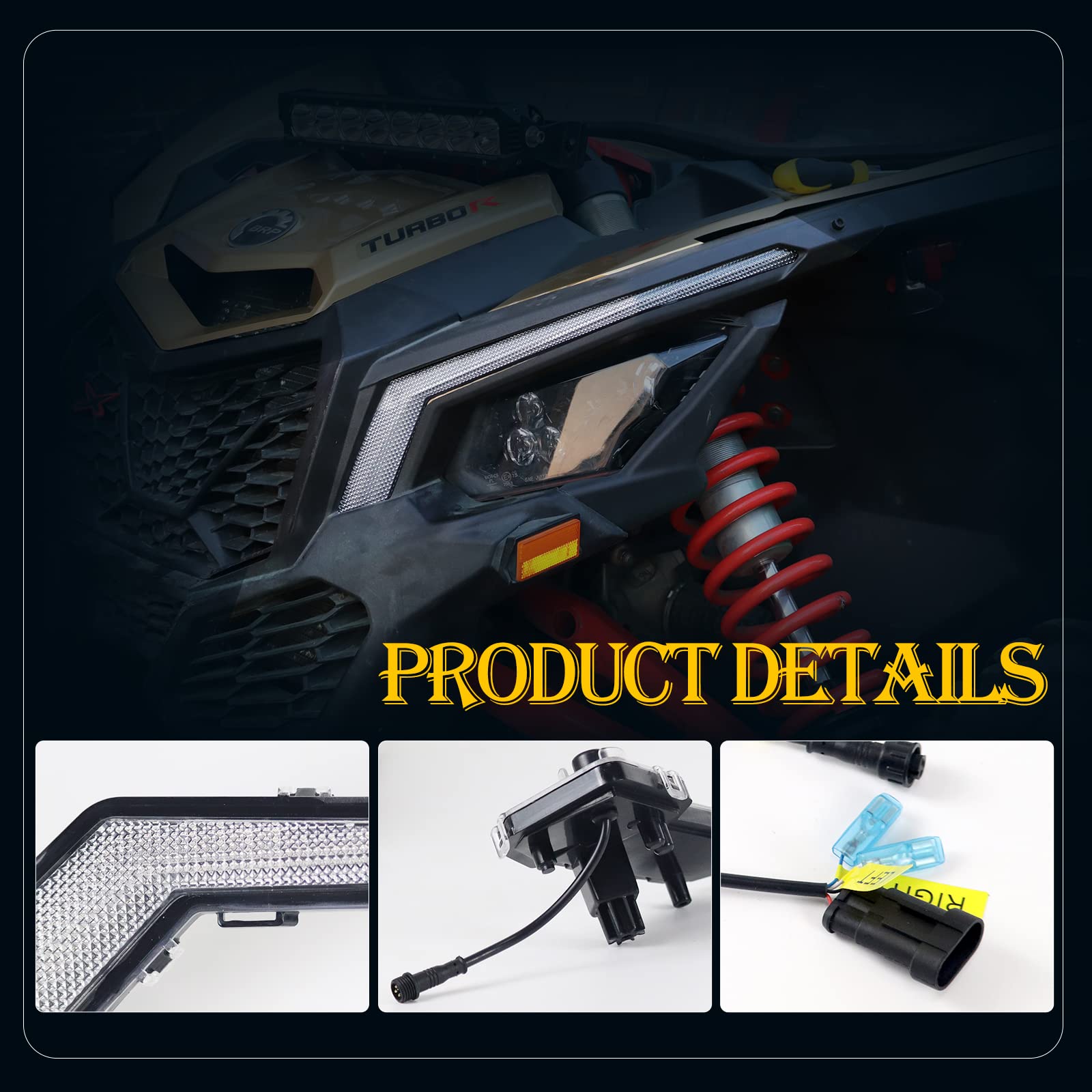 Yiswhis Led Front Signature Light For Can Am Maverick X3 Max Turbo 2017-2023,With Drl Turn Signal Light,Front Fang Light Assembly,Ip68 Waterproof,Plug And Play,Remote Control Or App Control,#710004994