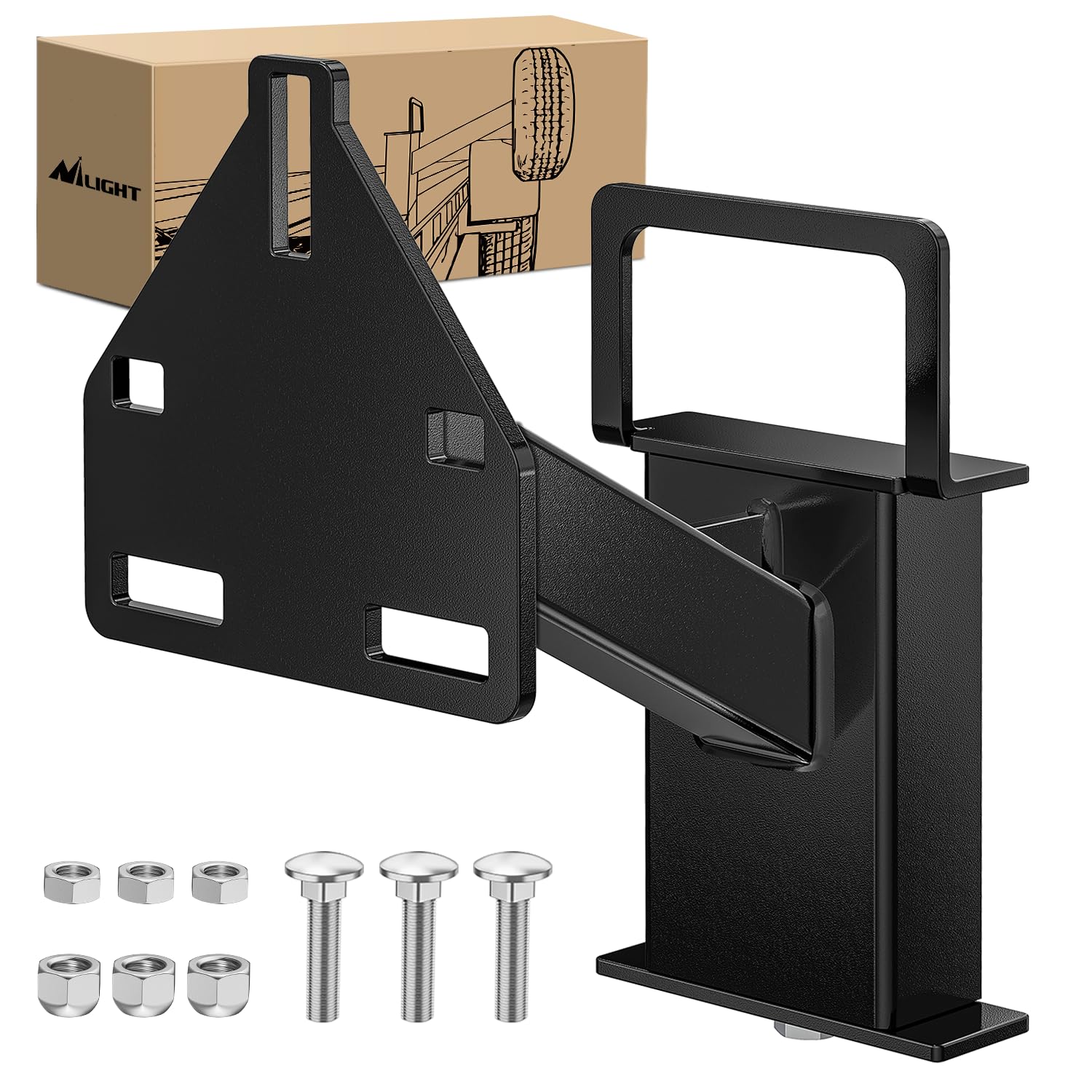 Nilight Spare Tire Carrier Mount Stake Pocket Boat 3-Nuts Trailer Bracket Utility Trailer Accessories Fits 4 & 5 & 6 Lugs Traile