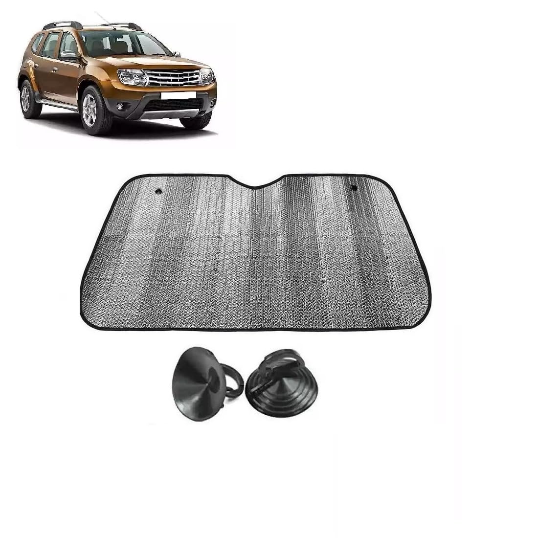 Car Windshield Sun Shade UV Rays Protector Silver Sunshade Solar Reflective suitable for Renault Duster