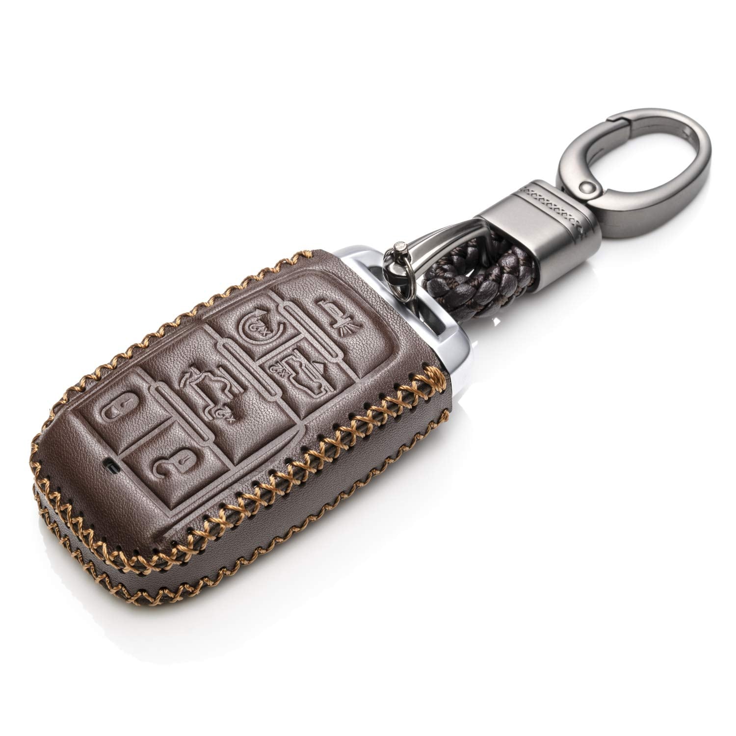 Vitodeco Genuine Leather Smart Key Fob Case Cover Protector Compatible With Ram 1500, Ram 2500, Ram 3500 2019 - 2025 (6-Button,