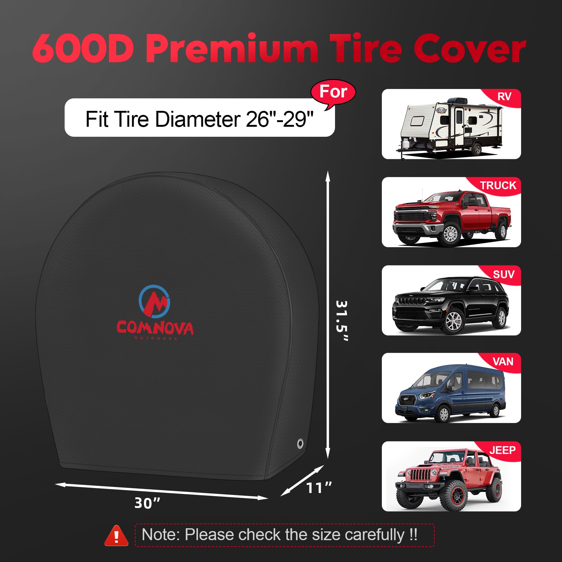 Rv Tire Covers 2 Pack, Tough Tire Wheel Protector For Truck, Travel Trailer, Motorhome, Suv, Camper, Boat, Van, Pu Oxford Waterp