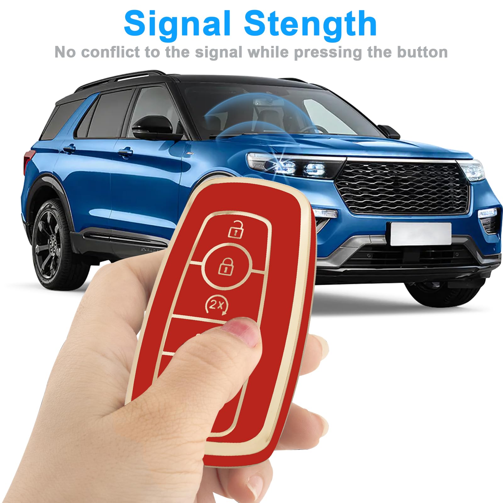 Xiyang Trade For For Ford Key Fob Cover With Keychain,Key Case Shell Protector Holder For Ford Explorer Fusion Escape Edge Expedition Maverick Mustang Bronco F150 F250 F350 F450 F550 Lincoln (Red)