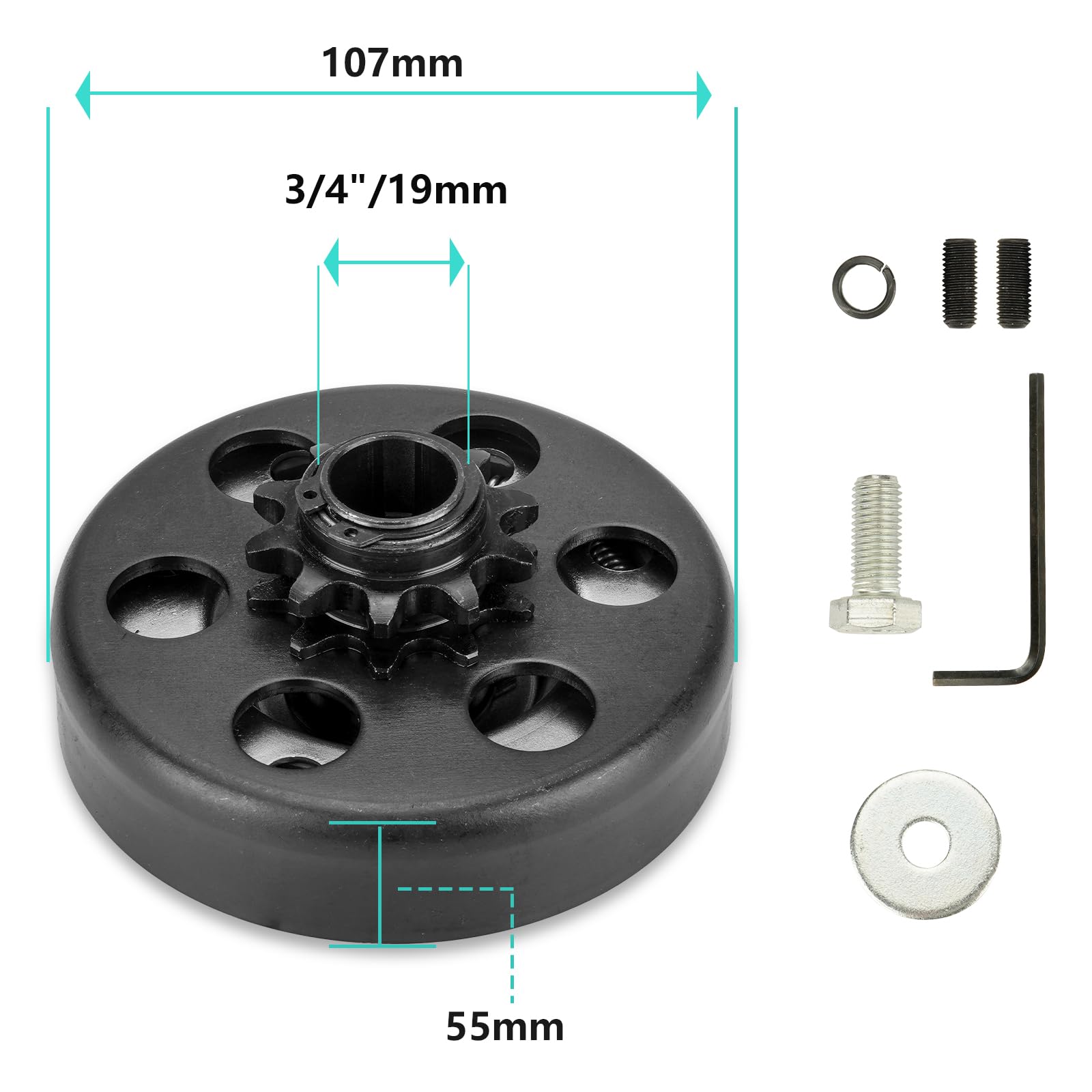 SEHNSUCHT Go Kart Clutch - 3/4" Bore 12T, Centrifugal Clutch for Minibikes, Fits Honda GX160, GX200, GC160,