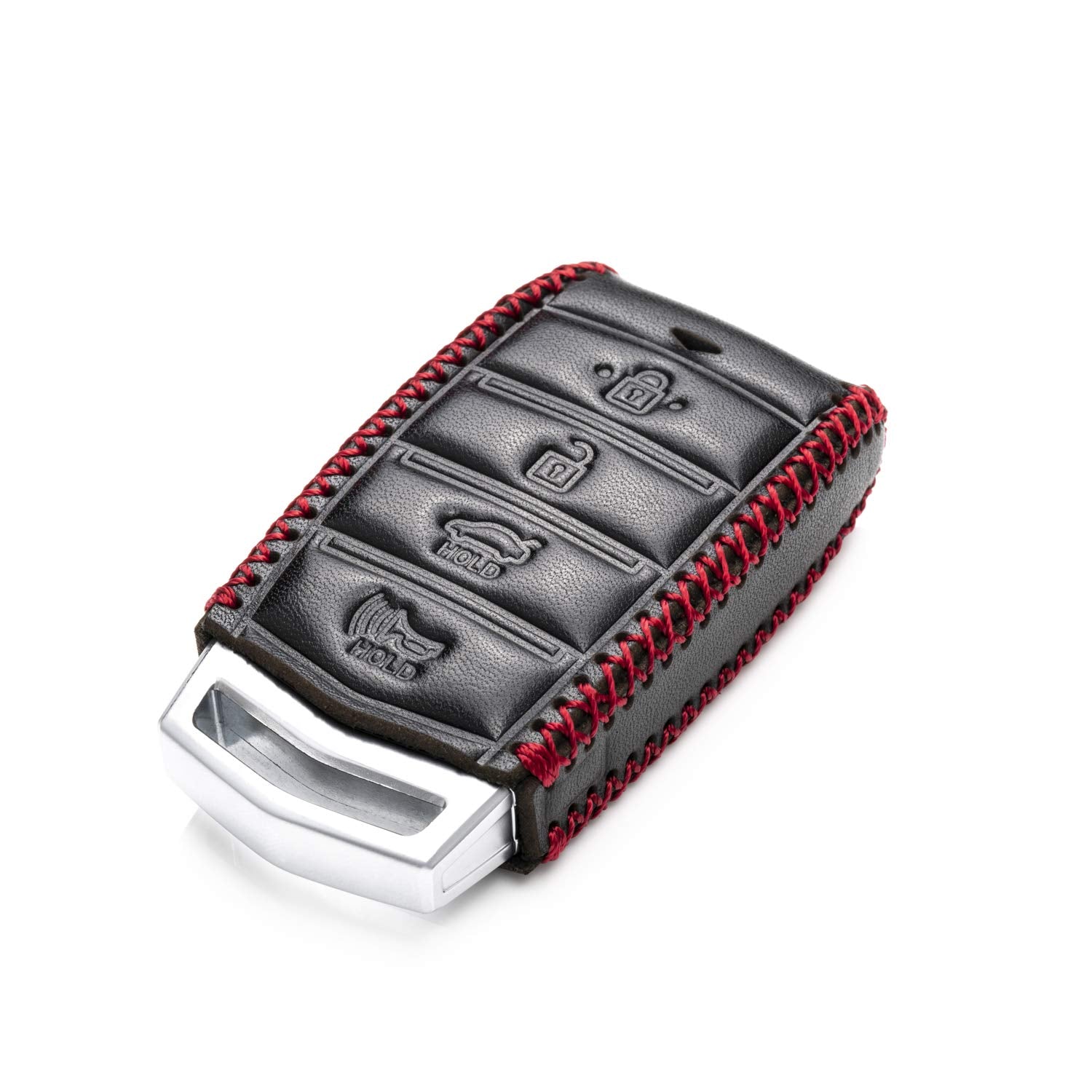 Vitodeco Genuine Leather Smart Key Fob Case Cover Protector With Leather Key Strap Compatible For 2017-2020 Genesis G70, G80, G9