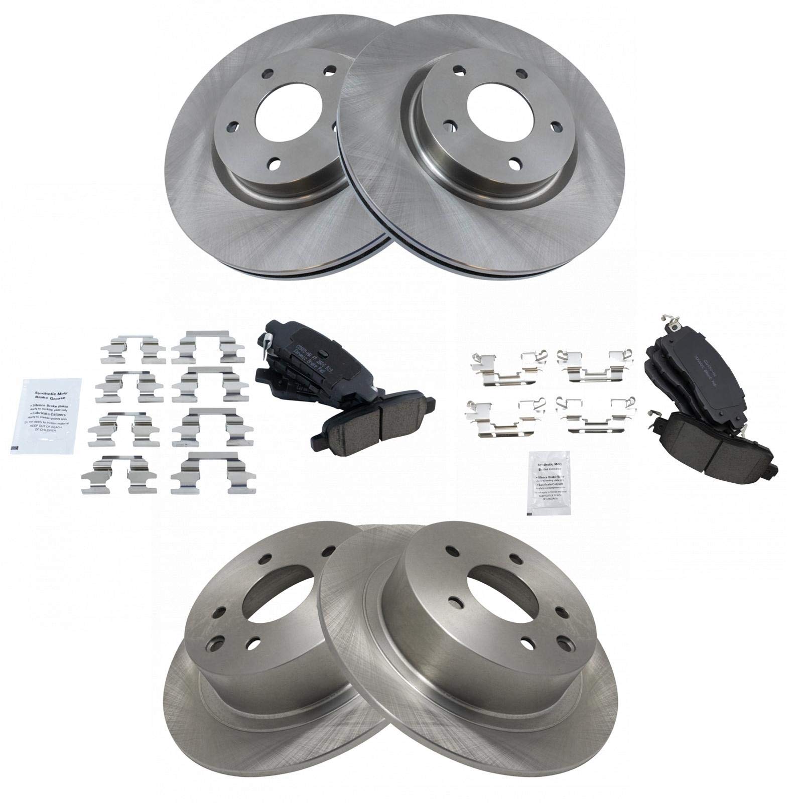 Trq Front And Rear Brake Pad & Rotor Kit Brake Pads Brake Rotor Ceramic Compatible With 2013-2021 Nissan Altima