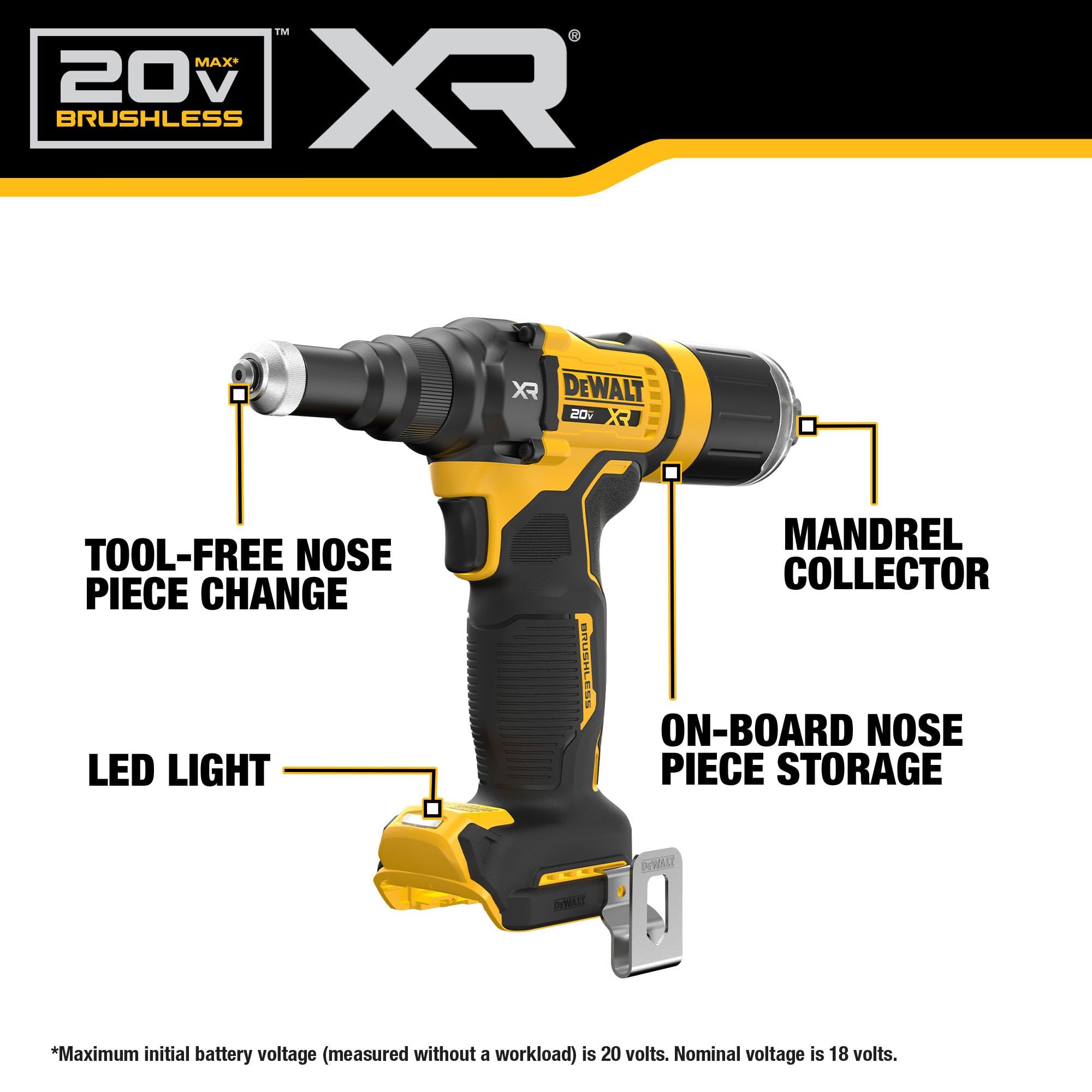 Dewalt 20V Max Xr Cordless Rivet Tool, 3/16', Battery And Charger Included (Dcf403D1)