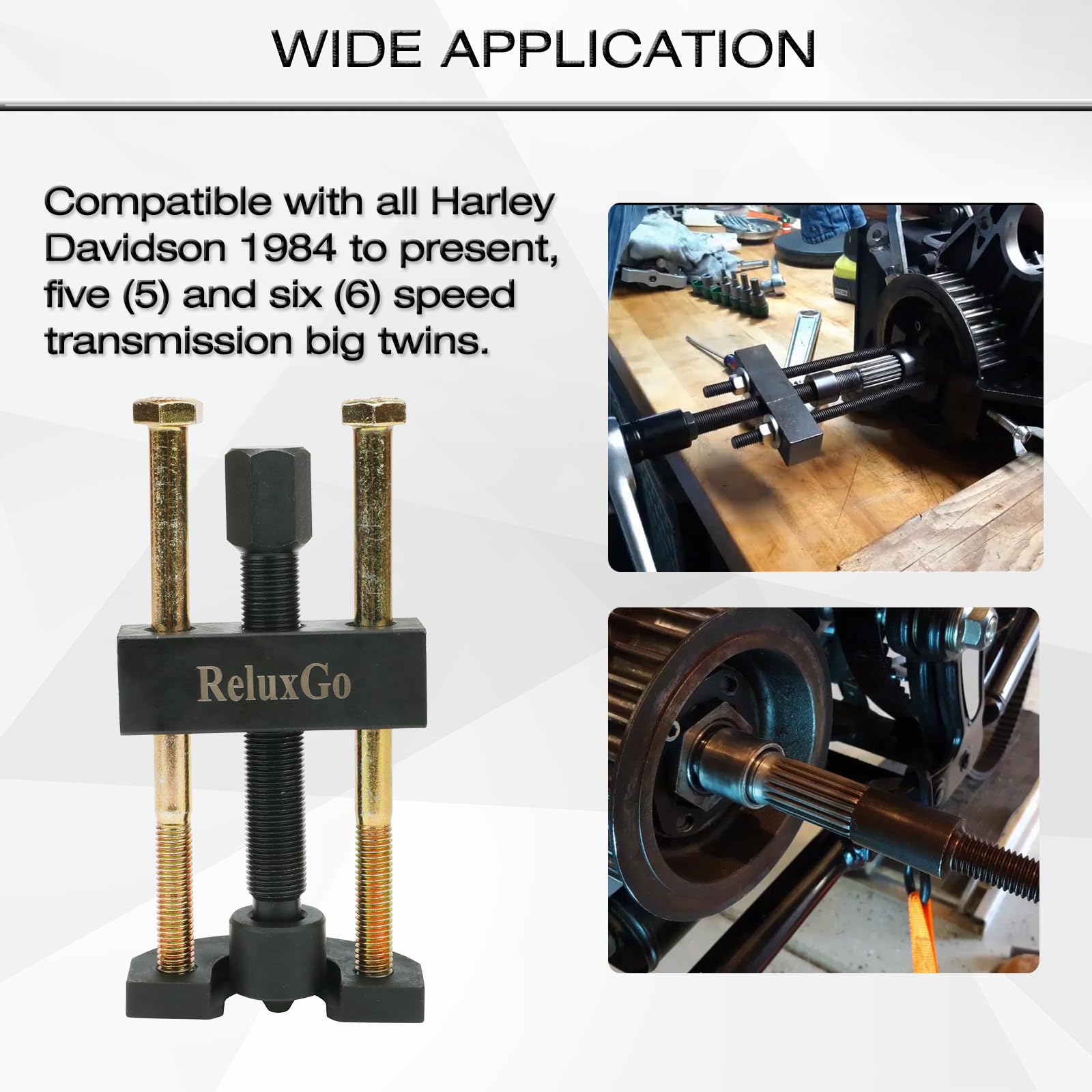 ReluxGo Transmission Mainshaft Inner Bearing Race Tool Installer Puller for Harley Davidson Big Twin 5 and 6 Speed 1984-present