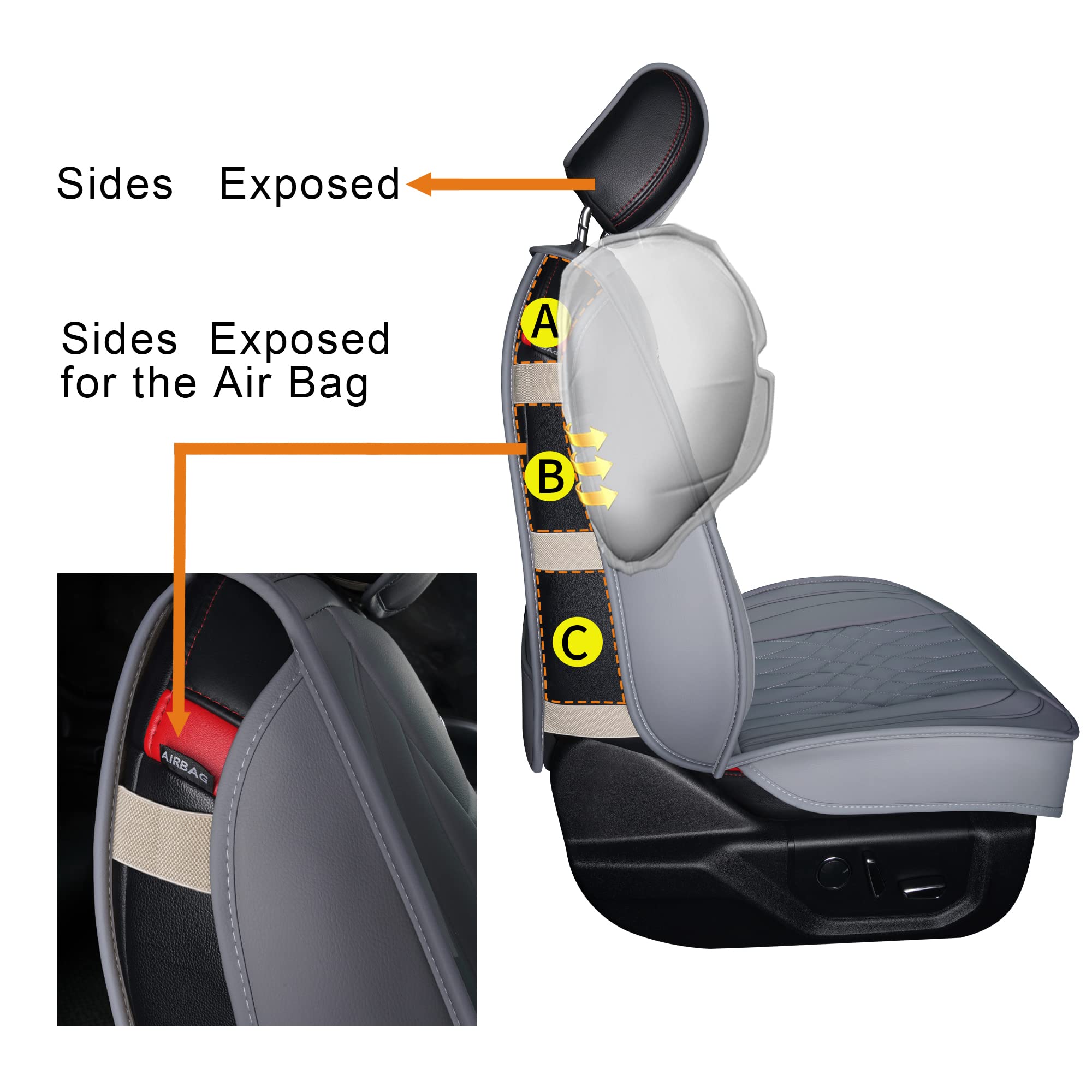 Luckyman Club 2 Pcs Gray Car Seat Covers Fit Most Sedan Suv Truck Fit For Escape Chevy Silverado Spark Traverse Volt Murano Path