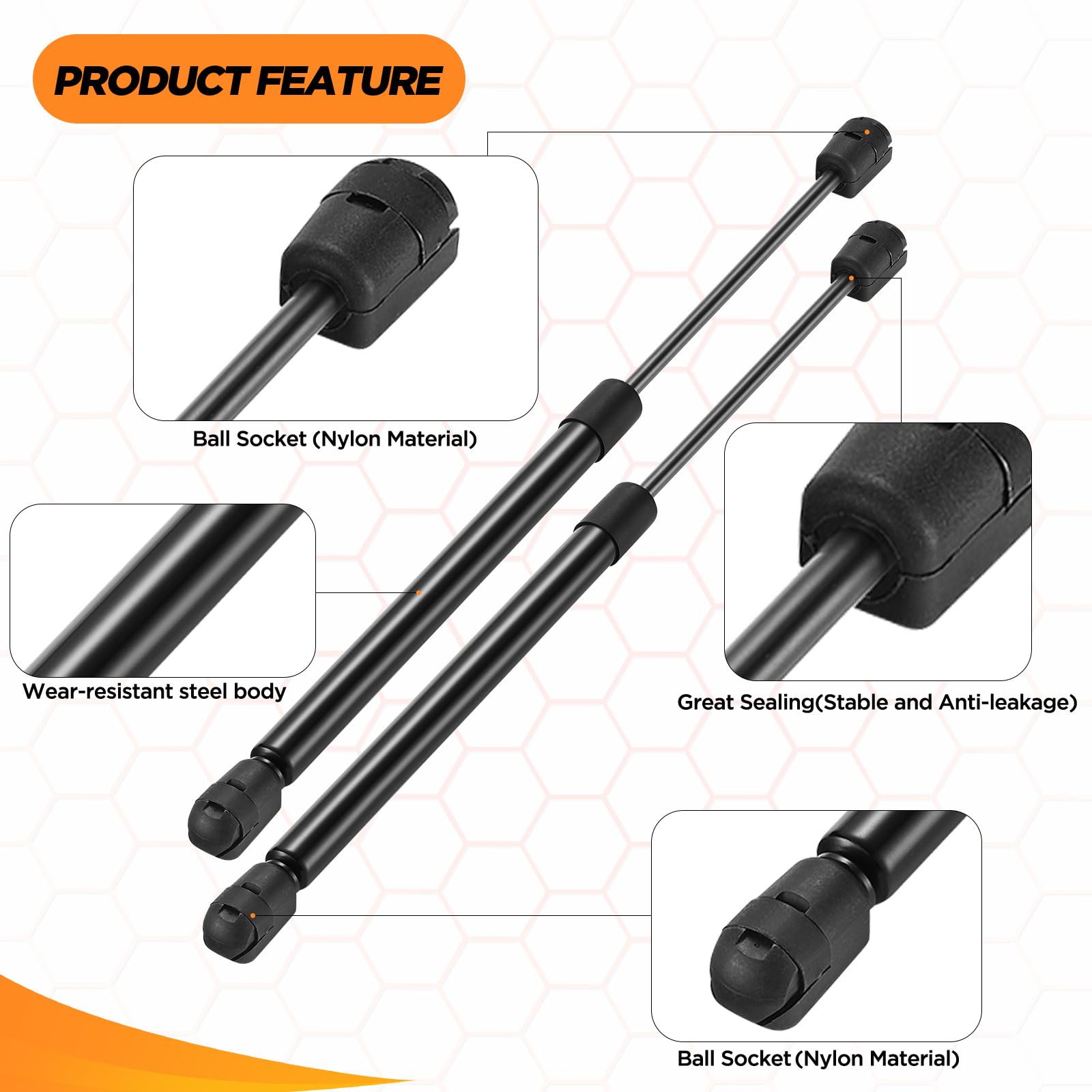 SYKRSS C16-10176 C1610176 14 '' Gas Strut 14inch 35Lbs/156N Struts Shock Lift Support Gas Spring for are Leer Camper Shell Truck