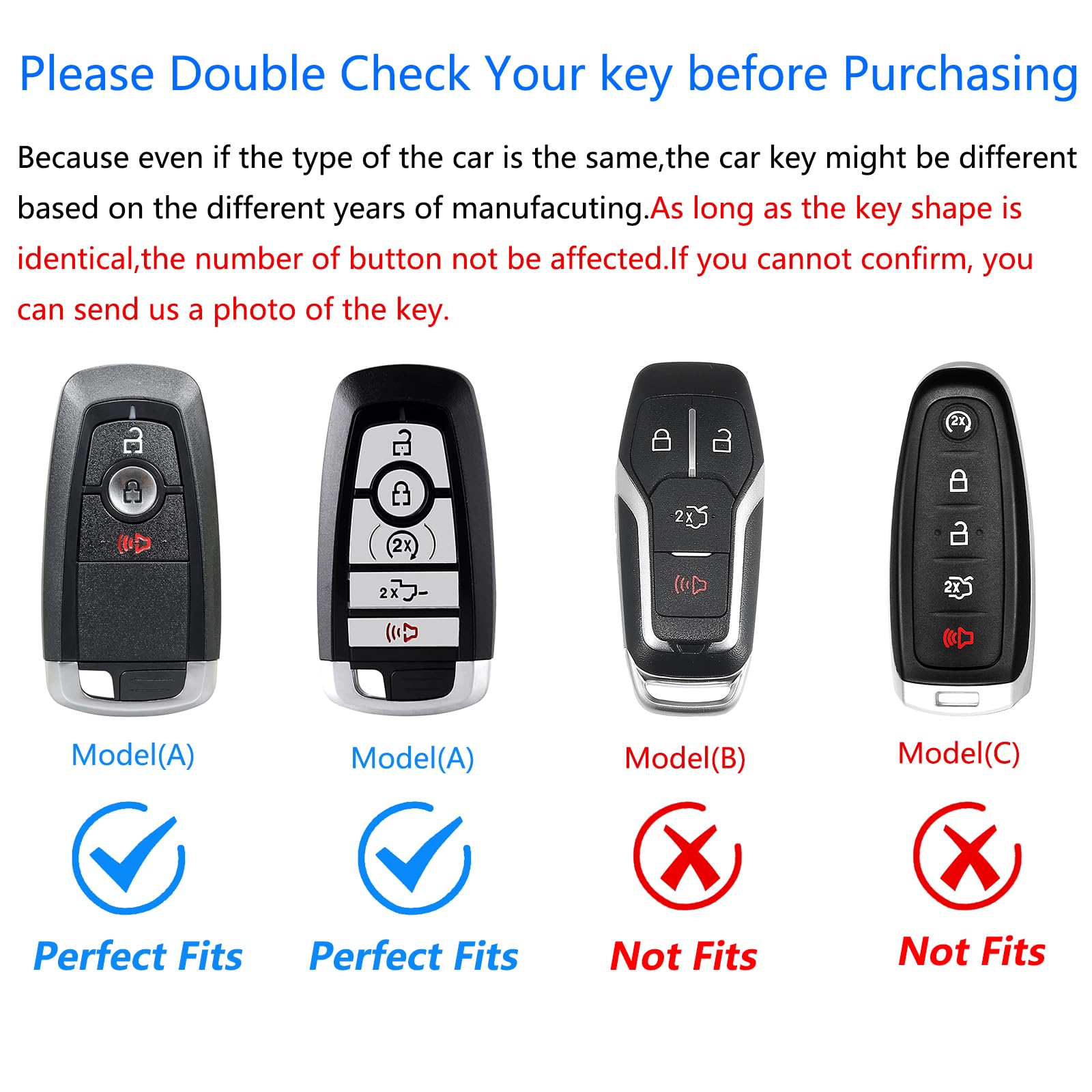 Ocezbiis For Ford Key Fob Cover,Keychain,Zinc Alloy Protection Car Key Case For Expedition Explorer Fusion Escape Edge F150 250