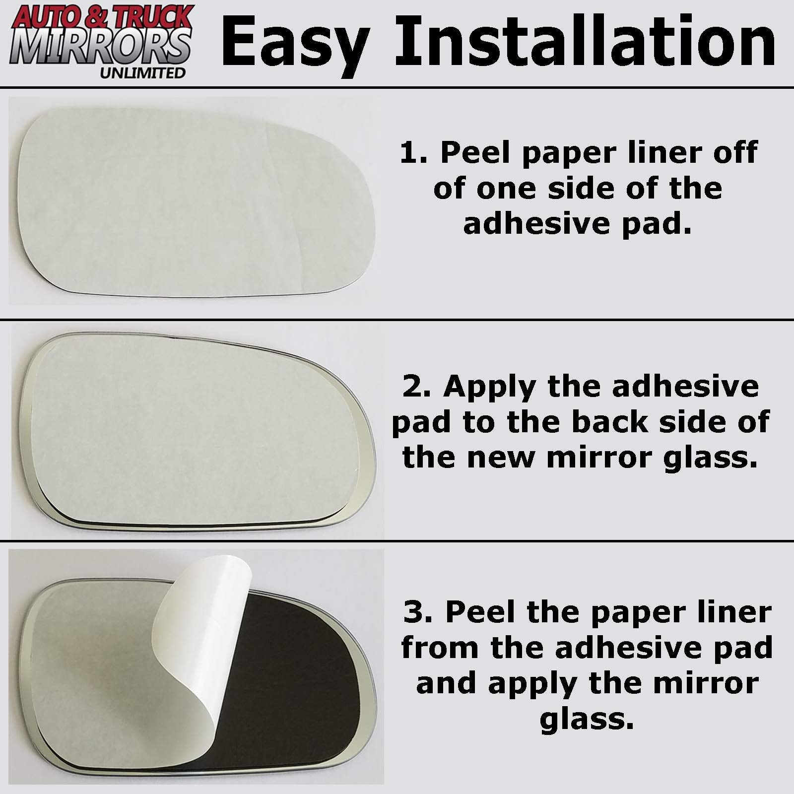 Mirror Glass + Full Size Adhesive Pad For 2014-2015 Honda Civic Driver Side Replacement (2014 2015 14 15)
