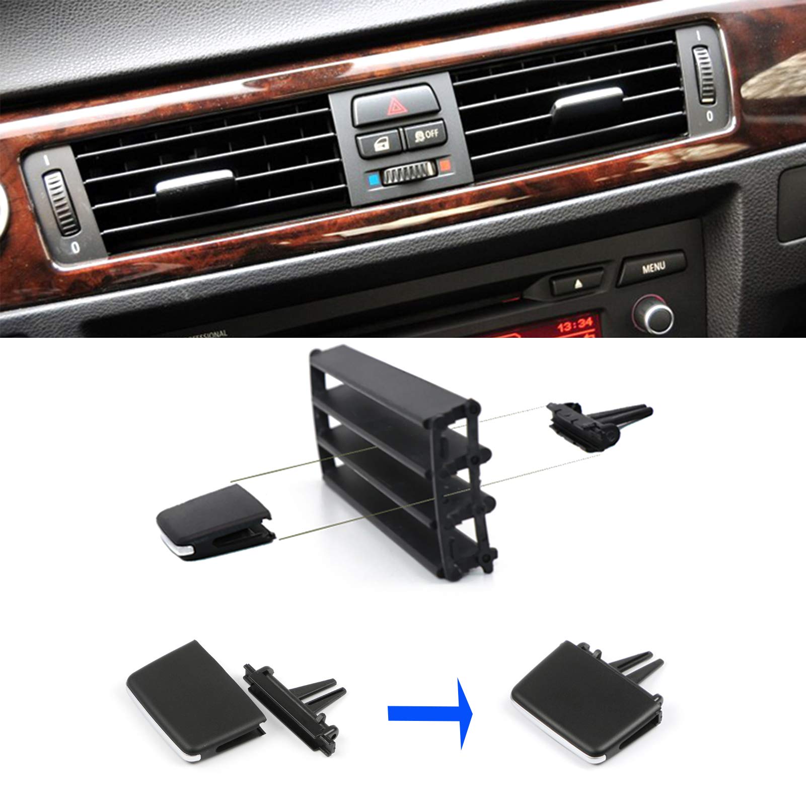 Jaronx 1Pcs Air Vent Clip Tab Compatible With Bmw 3 Series E90 E91 E92 E93, Upgraded Air Grille Tabs Ac Vent Outlet Clip (Compatible With Bmw 320I,325I,328I,330I,335I 2005-2011)(Front Row)