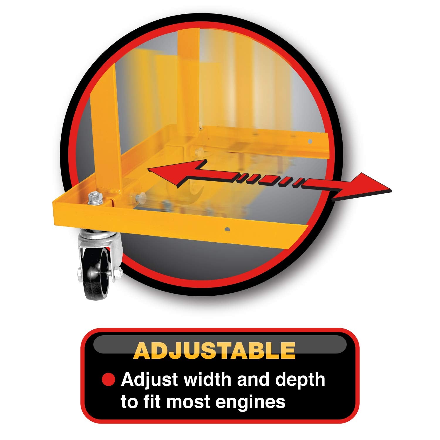 Performance Tool W41037 Rolling Engine Stand With Straps For Vehicle Maintenance, Yellow, 750-Lb Capacity
