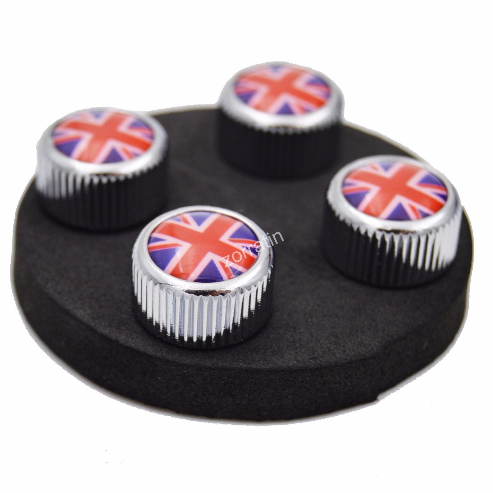 Zorratin Chrome Tire Valve Stem Caps with Union Jack Design for BMW Mini Cooper R50 R53 R56 F55 F56 R55 R52 R57 R58 R59 R60 R61