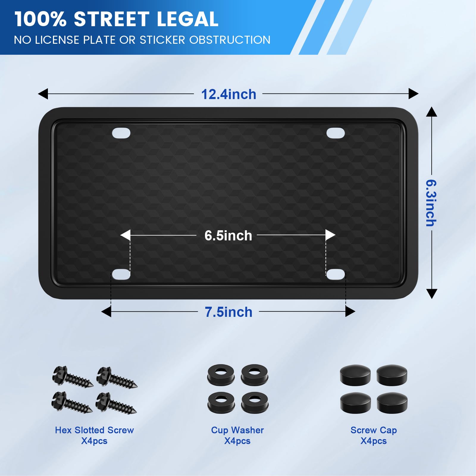 Podestaa 1 Pack License Plate Frames, TPU Black Car Licence Plates Frame Holder for Men and Women - Front & Rear Plate Frame Pro