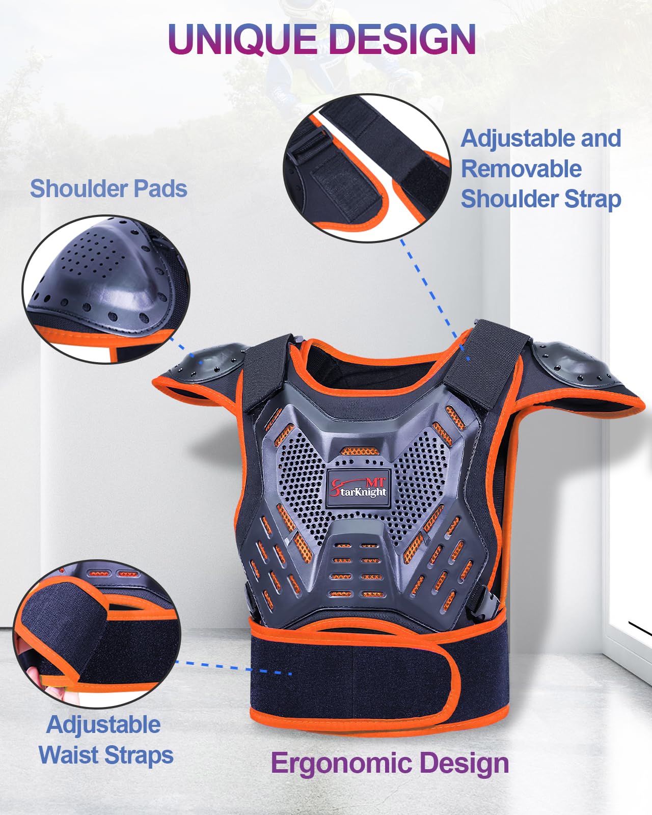 Kids Dirt Bike Gear - StarknightMT Youth Motorcycle Gear Riding Protective Motocross Armor Suit Chest Protector for Boys Girls B